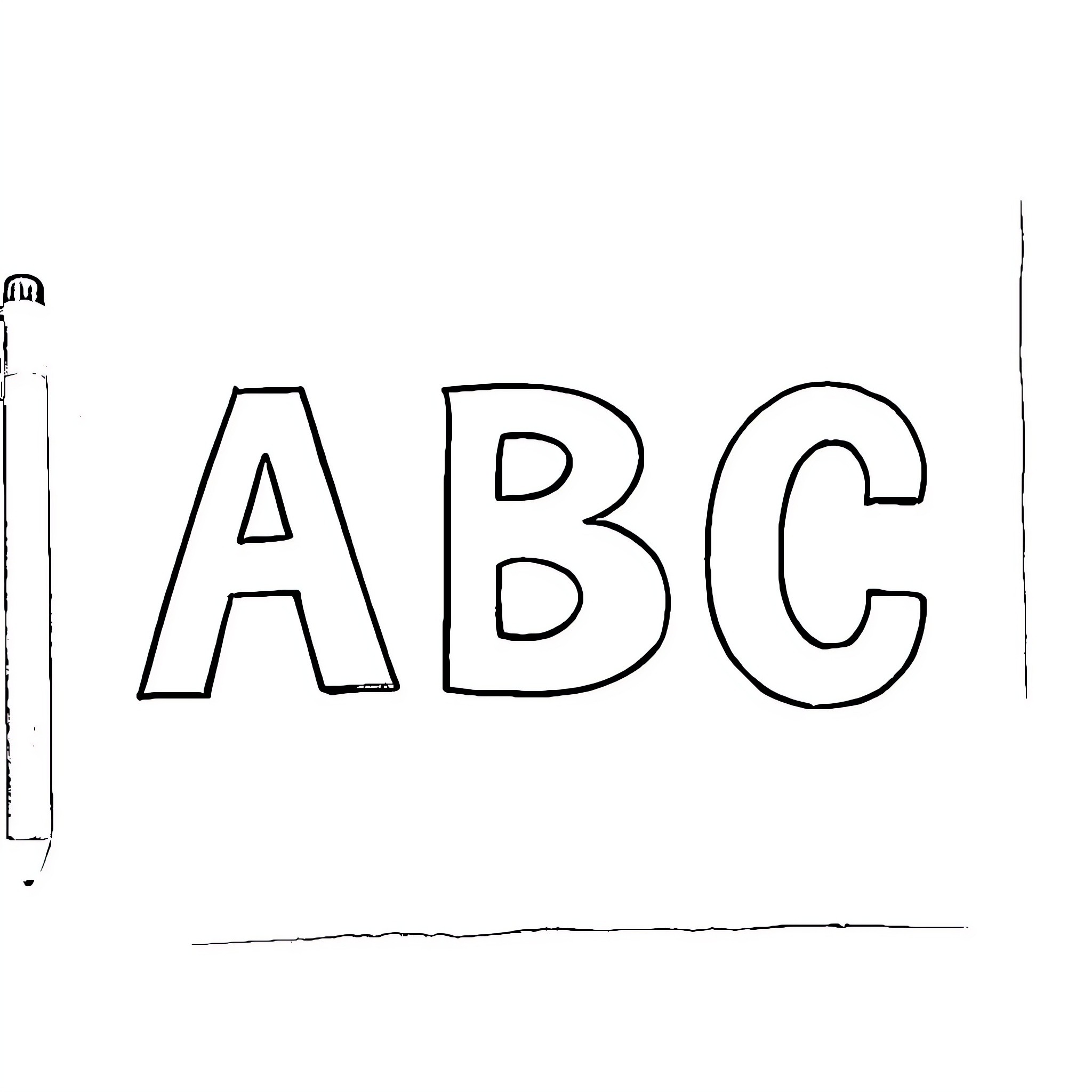 Letter ABC in black and white Coloring Page (free black-and-white line drawing printable PDF for all, from beginners to advanced learners, including children, teens, adults, and seniors)