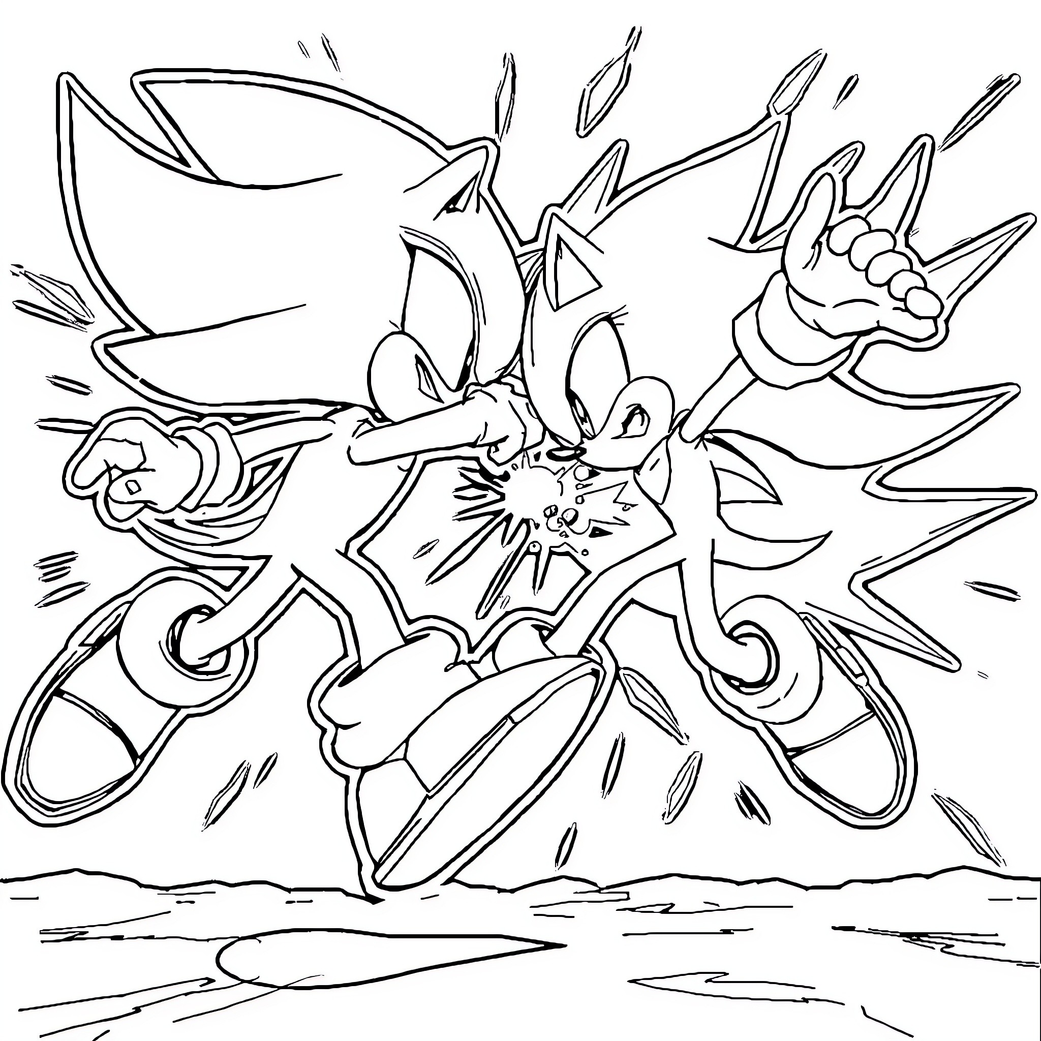 Shadow of chaotic cartoon characters in motion Coloring Page (free black-and-white line drawing printable PDF for all, from beginners to advanced learners, including children, teens, adults, and seniors)