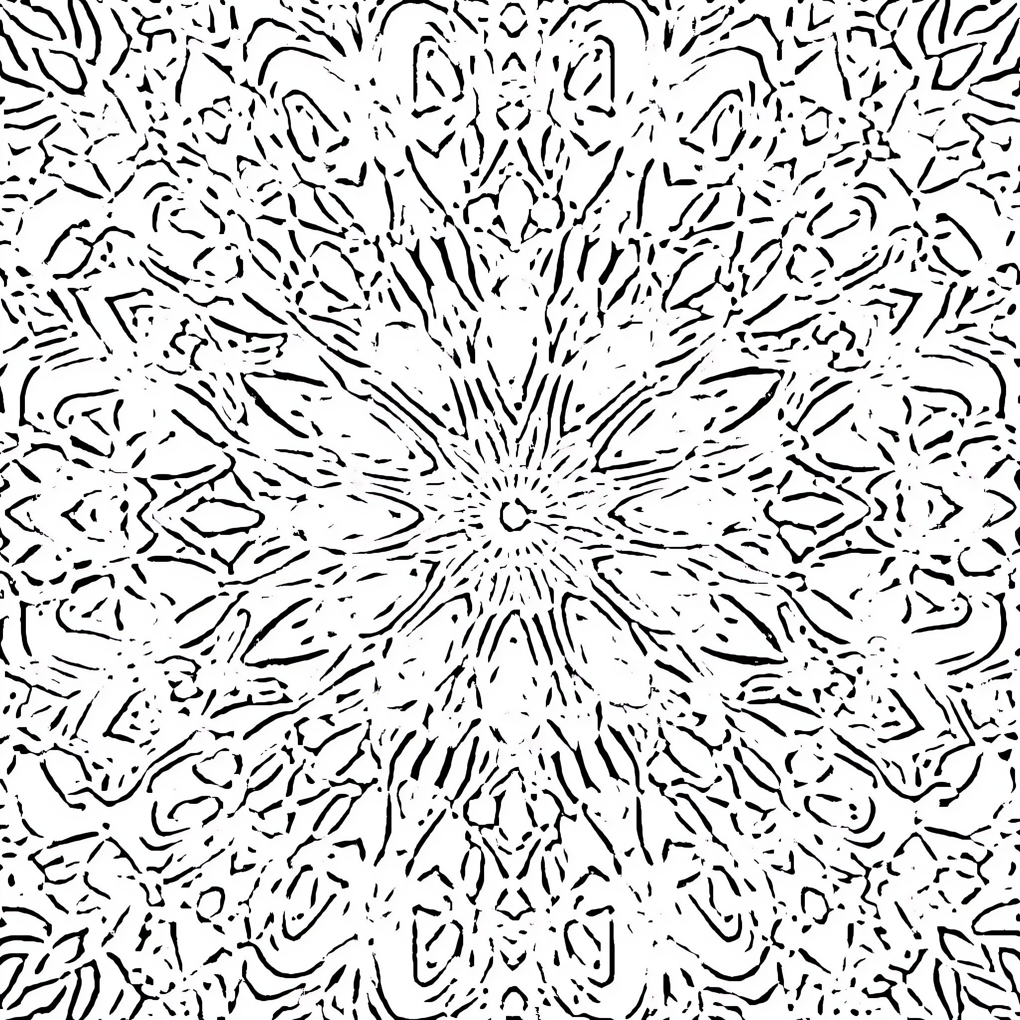 Kaleidoscope of intricate patterns and shapes Coloring Page (free black-and-white line drawing printable PDF for all, from beginners to advanced learners, including children, teens, adults, and seniors)