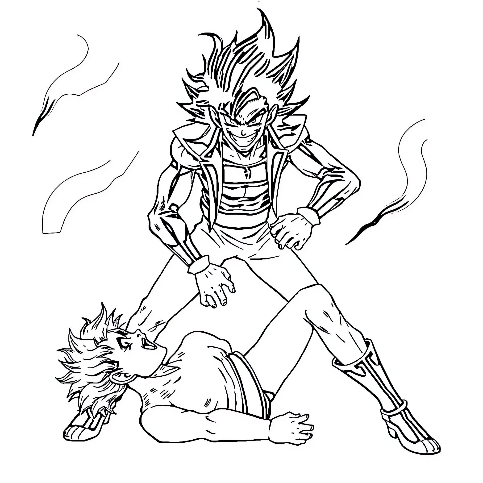Hisoka's Menacing Presence and Fierce Stance Coloring Page (free black-and-white line drawing printable PDF for all, from beginners to advanced learners, including children, teens, adults, and seniors)