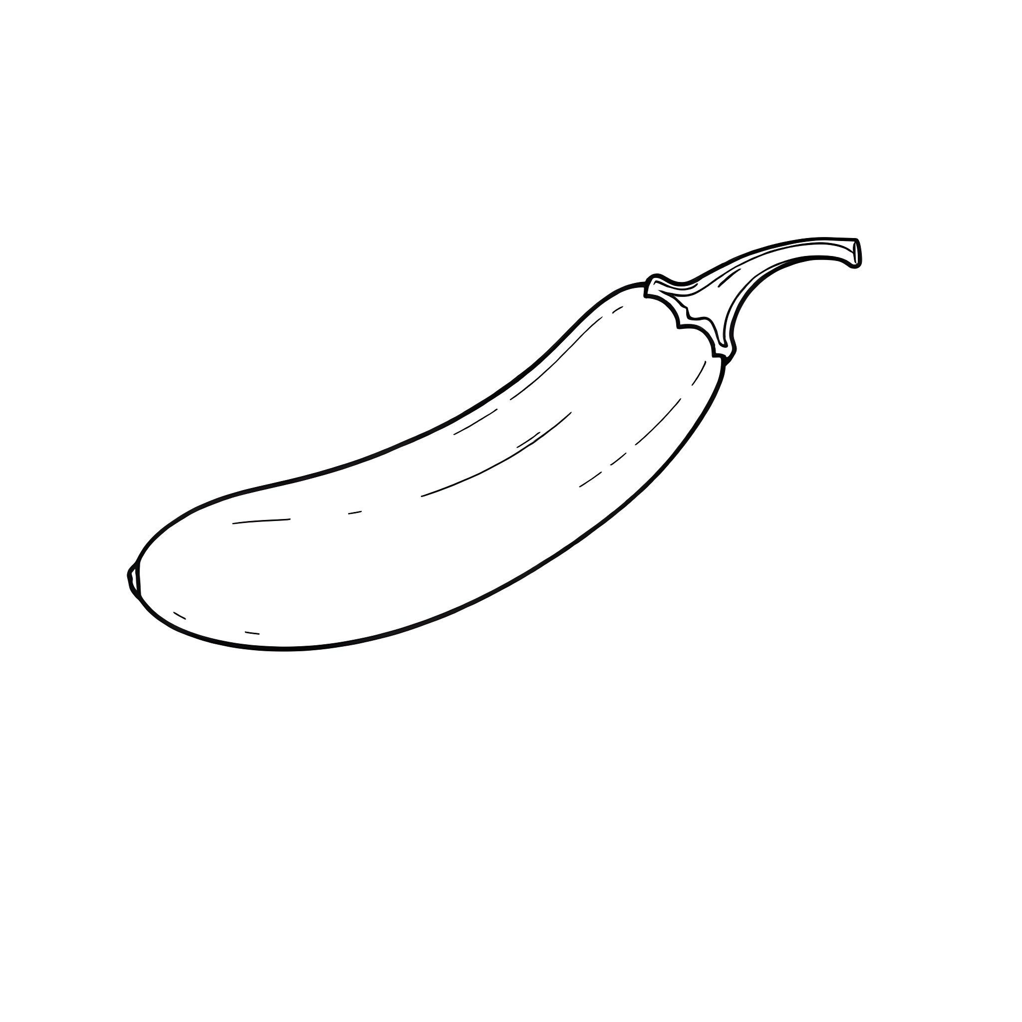 Brinjal shaped like a saber Coloring Page (free black-and-white line drawing printable PDF for all, from beginners to advanced learners, including children, teens, adults, and seniors)