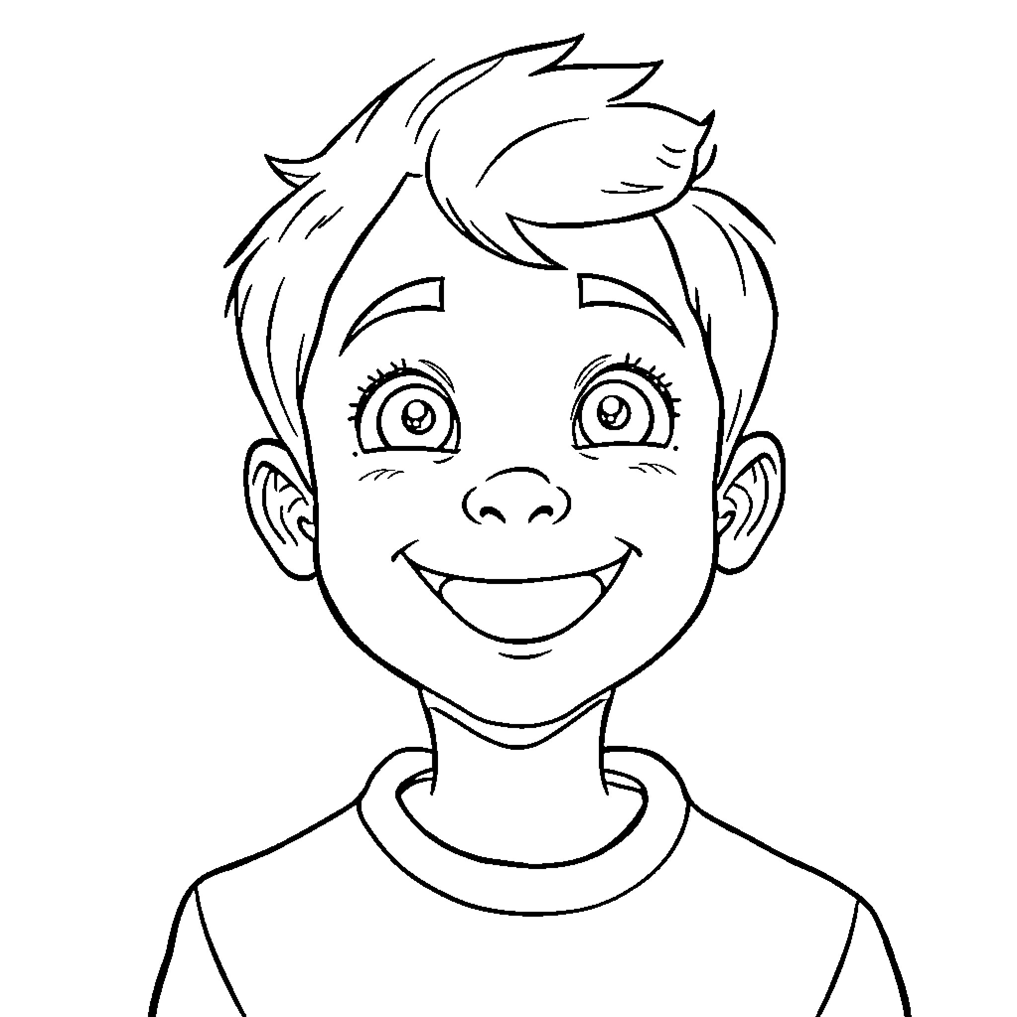 Jack's Cheerful Smile Coloring Page (free black-and-white line drawing printable PDF for all, from beginners to advanced learners, including children, teens, adults, and seniors)