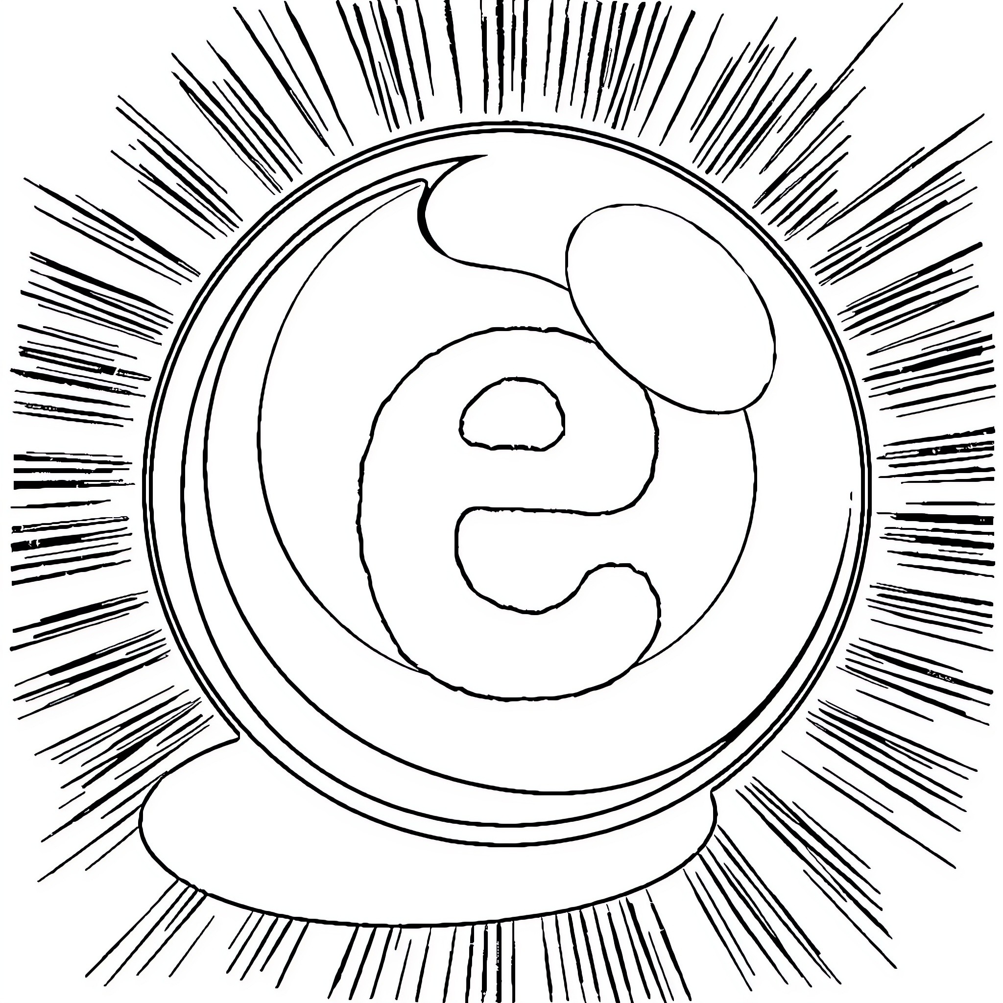 Ball of energy radiating outward Coloring Page (free black-and-white line drawing printable PDF for all, from beginners to advanced learners, including children, teens, adults, and seniors)