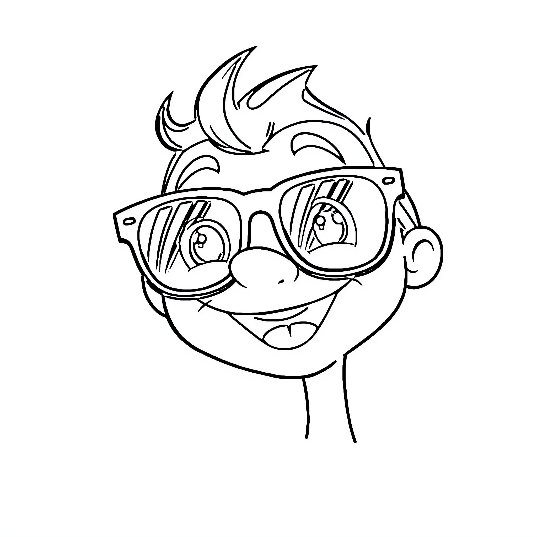 Picsou's Playful Expression with Glasses Coloring Page (free black-and-white line drawing printable PDF for all, from beginners to advanced learners, including children, teens, adults, and seniors)