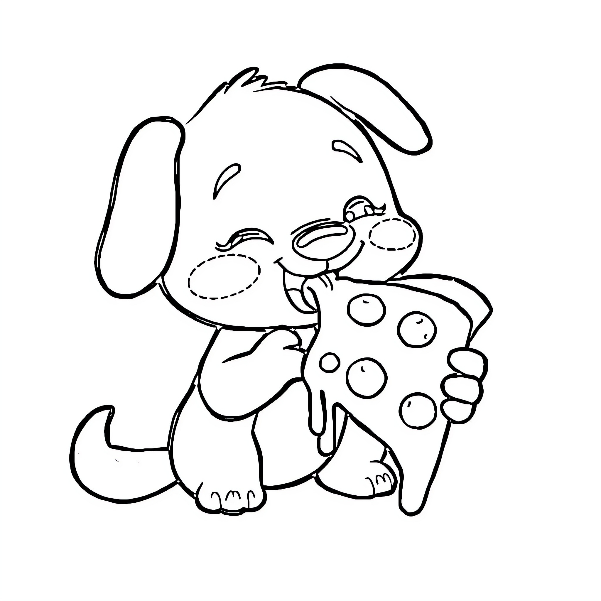 Bluey Puppy Enjoying a Playful Moment Coloring Page (free black-and-white line drawing printable PDF for all, from beginners to advanced learners, including children, teens, adults, and seniors)