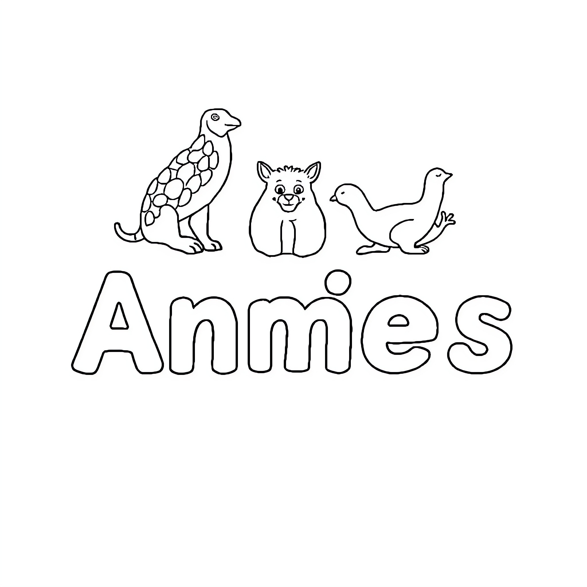 Animal friends playing together Coloring Page (free black-and-white line drawing printable PDF for all, from beginners to advanced learners, including children, teens, adults, and seniors)