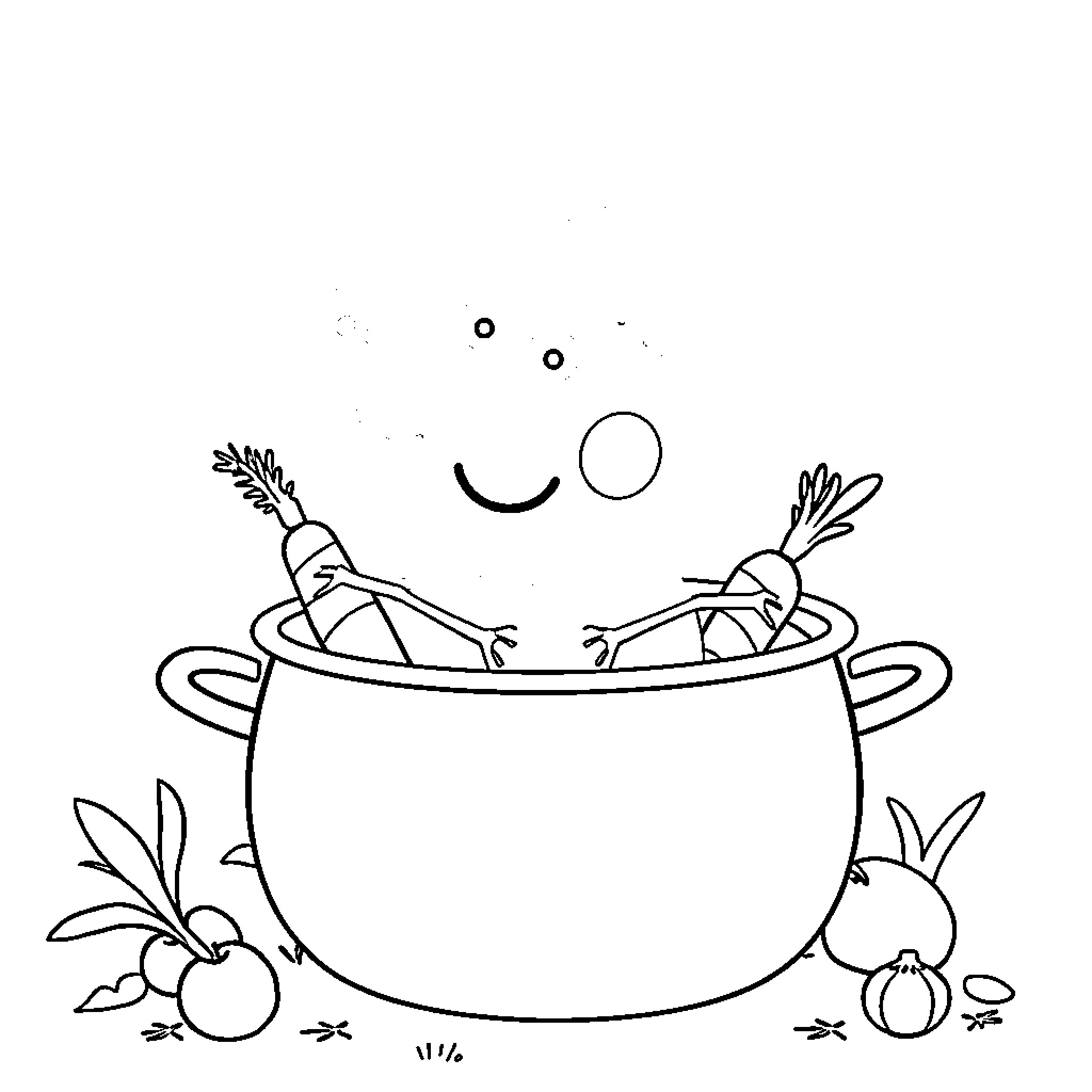 Peppa Pig enjoying a hearty stew Coloring Page (free black-and-white line drawing printable PDF for all, from beginners to advanced learners, including children, teens, adults, and seniors)