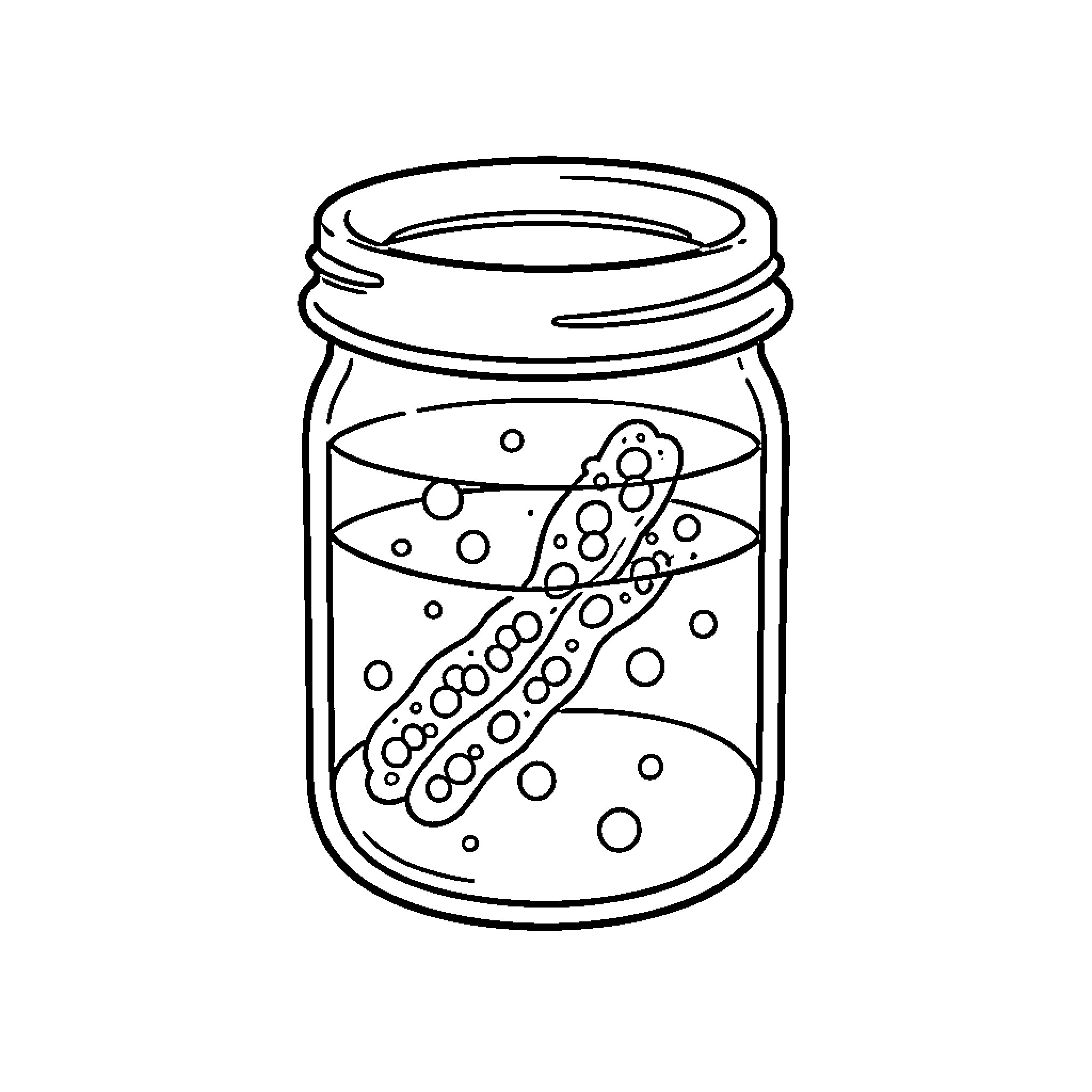 Biological Sample in Glass Jar Coloring Page (free black-and-white line drawing printable PDF for all, from beginners to advanced learners, including children, teens, adults, and seniors)