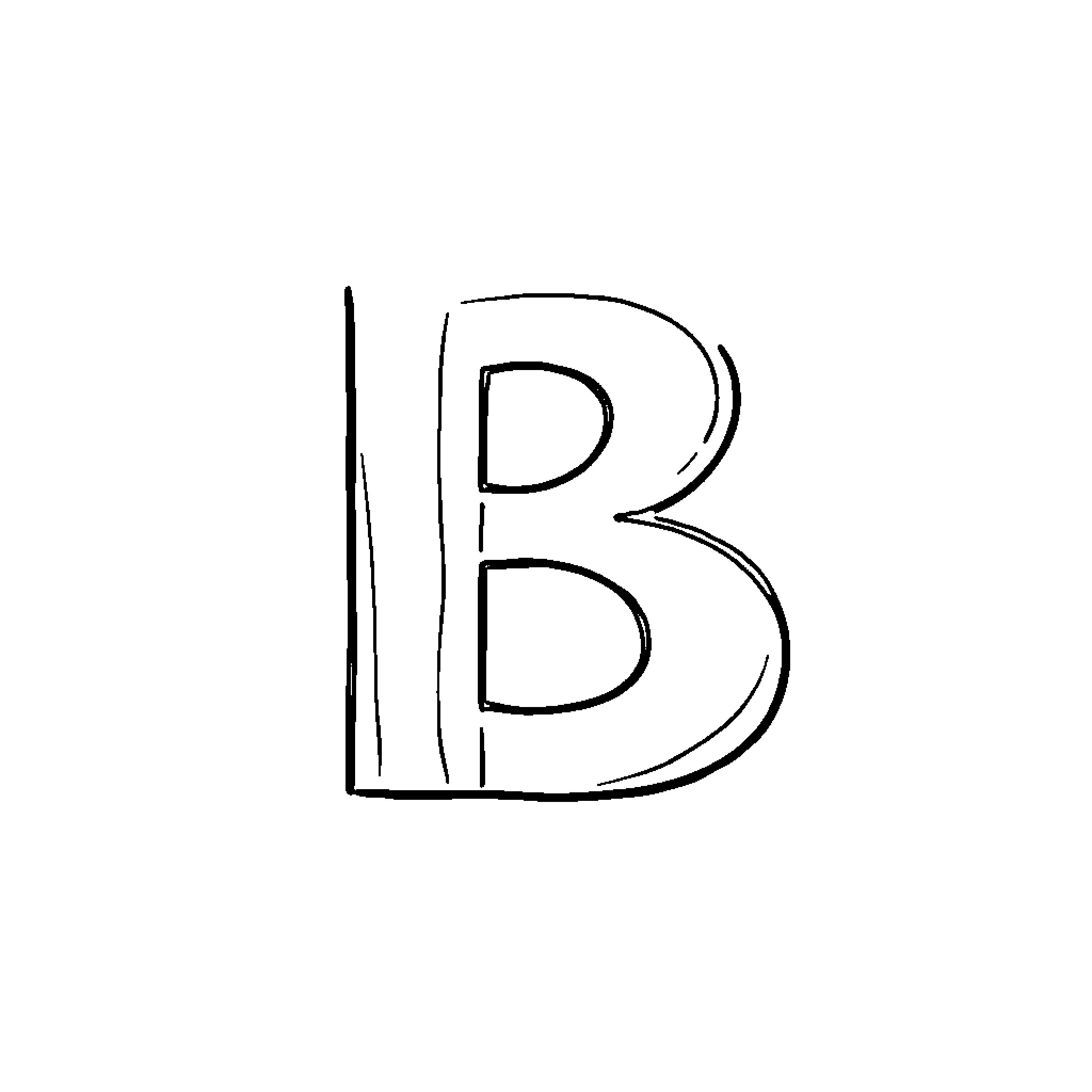 Bold Brushstroked Letter B Coloring Page (free black-and-white line drawing printable PDF for all, from beginners to advanced learners, including children, teens, adults, and seniors)