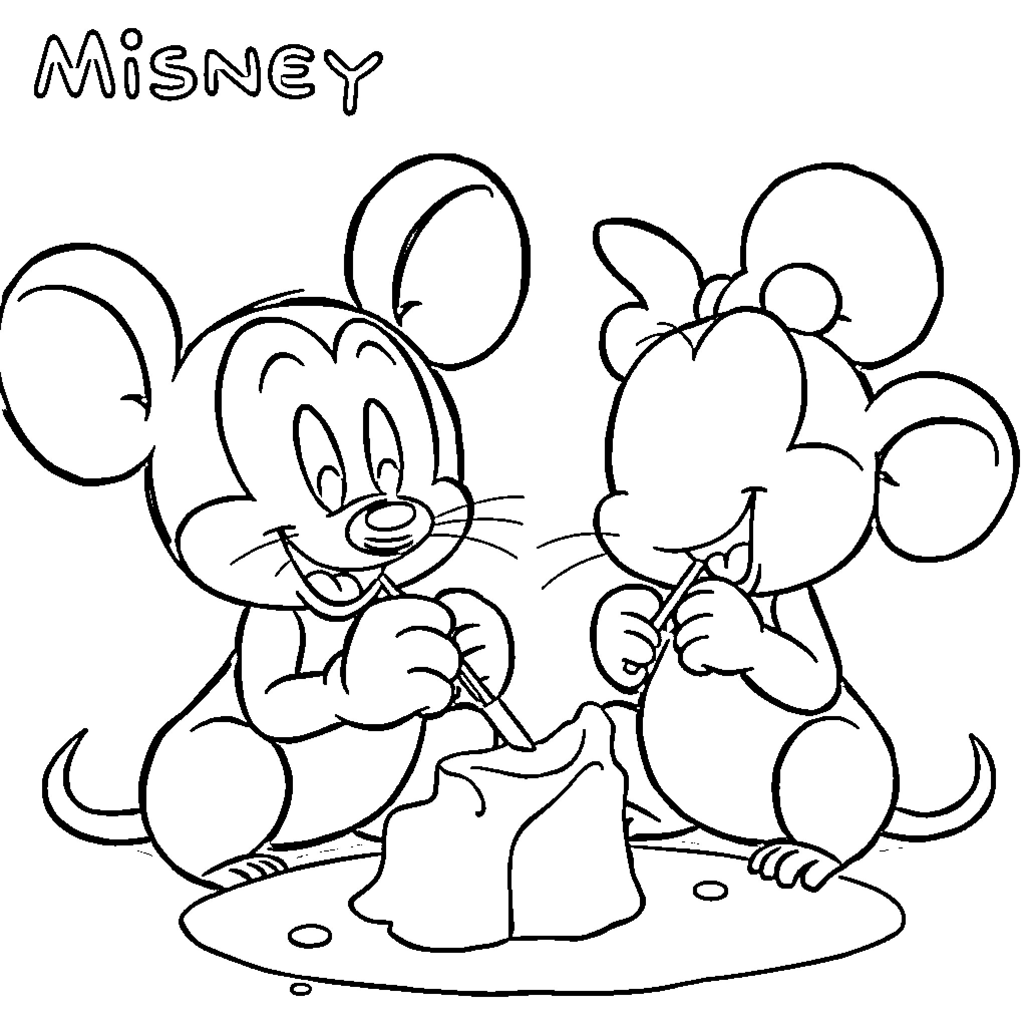 Ratón characters playing together happily Coloring Page (free black-and-white line drawing printable PDF for all, from beginners to advanced learners, including children, teens, adults, and seniors)