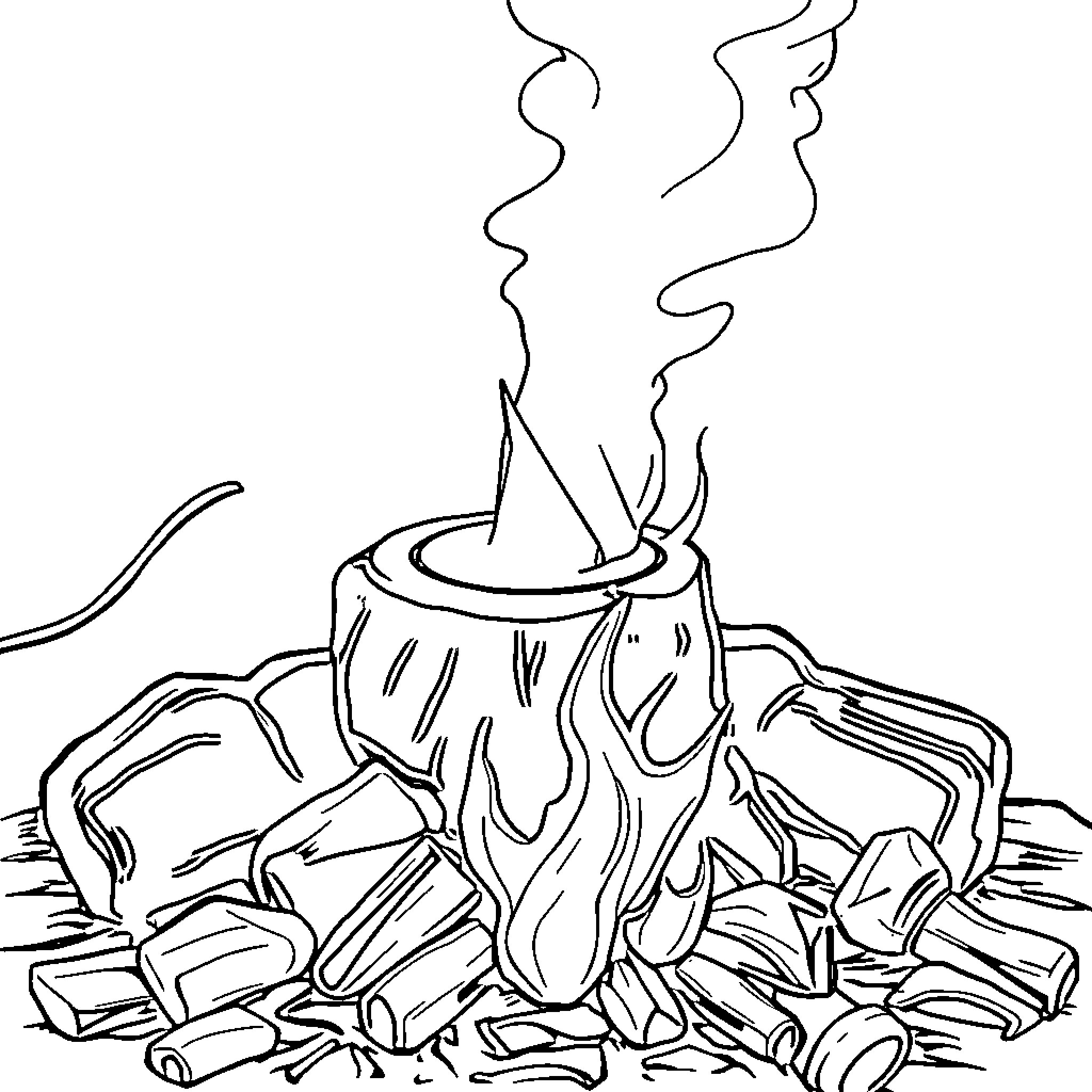 Cauldron with Mysterious Smoke Rising Coloring Page (free black-and-white line drawing printable PDF for all, from beginners to advanced learners, including children, teens, adults, and seniors)