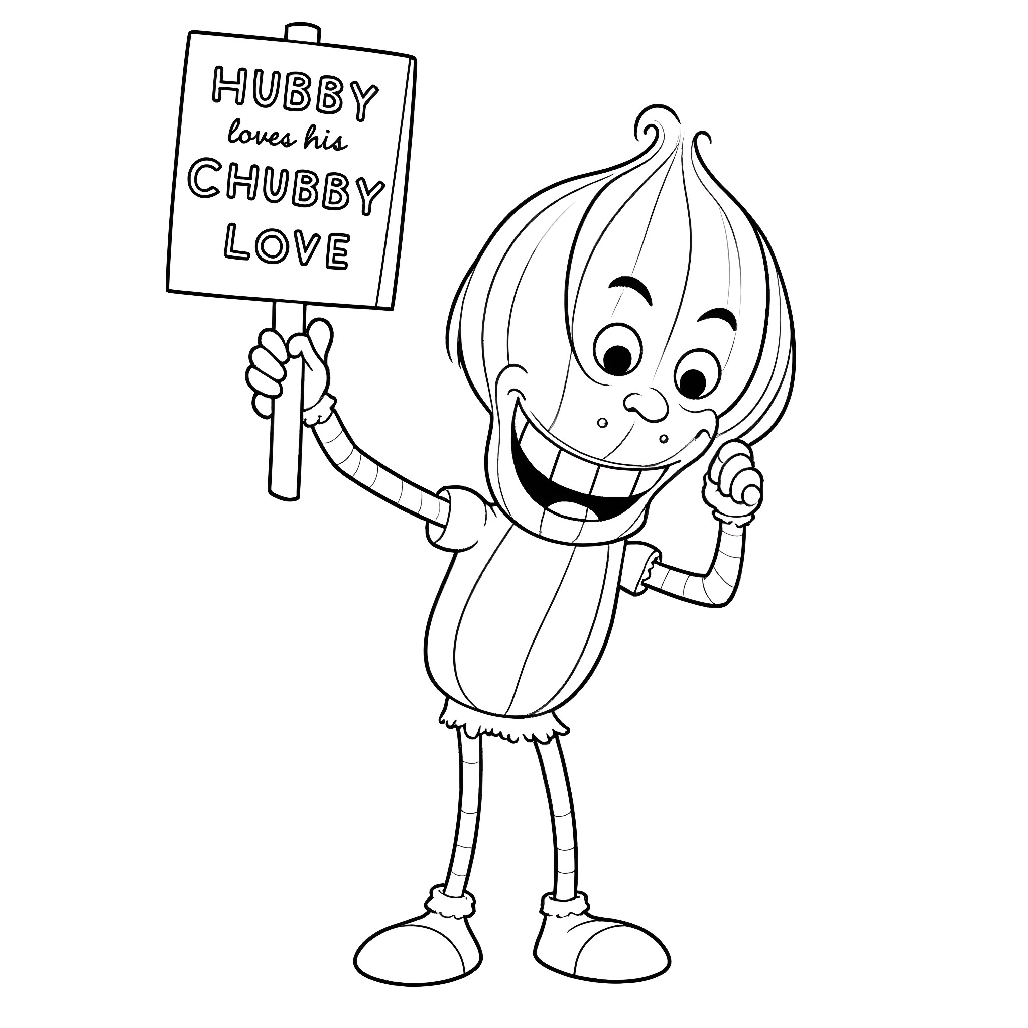 Pumpkin King's Chubby Love Coloring Page (free black-and-white line drawing printable PDF for all, from beginners to advanced learners, including children, teens, adults, and seniors)