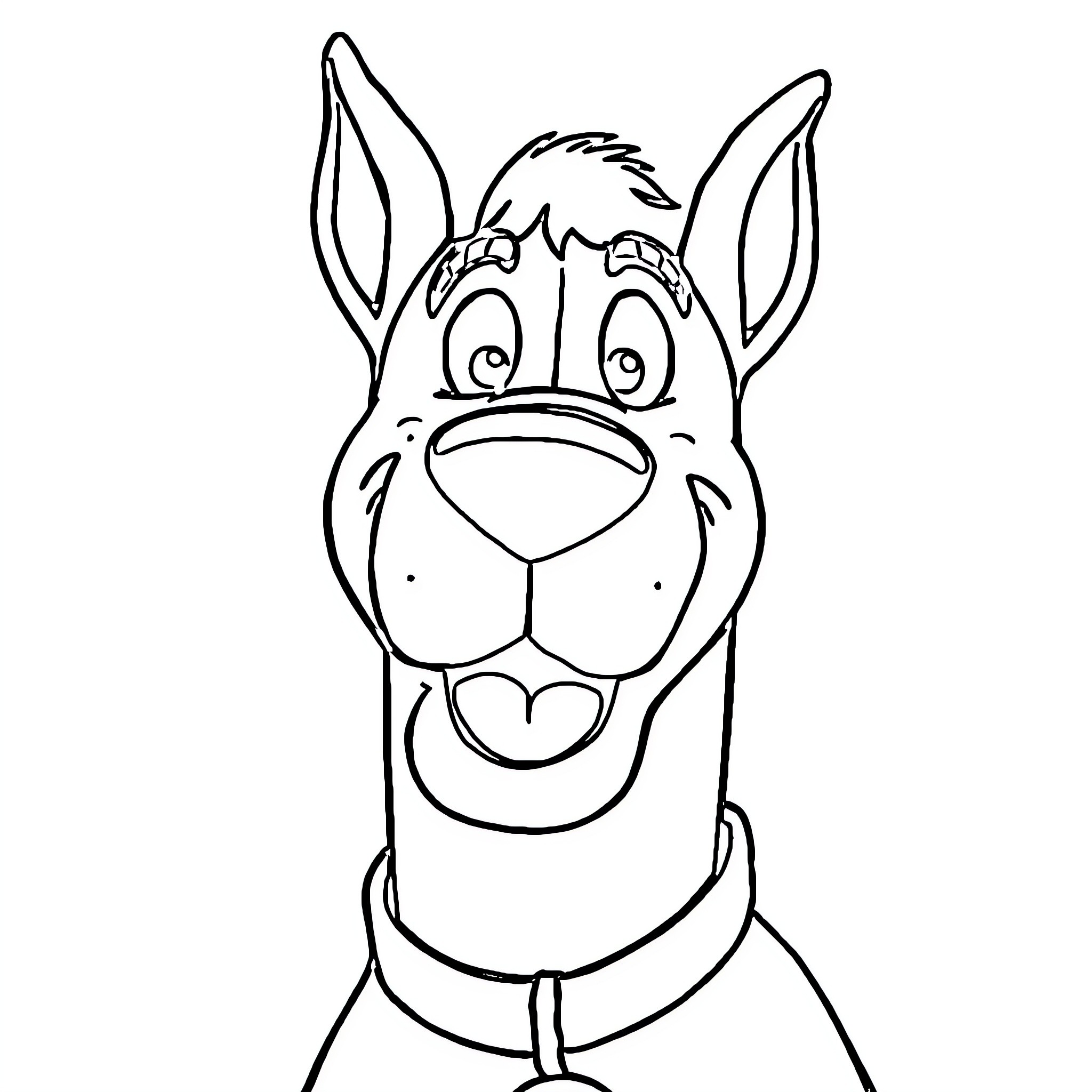 Scooby Doo's Delightful Expression Coloring Page (free black-and-white line drawing printable PDF for all, from beginners to advanced learners, including children, teens, adults, and seniors)