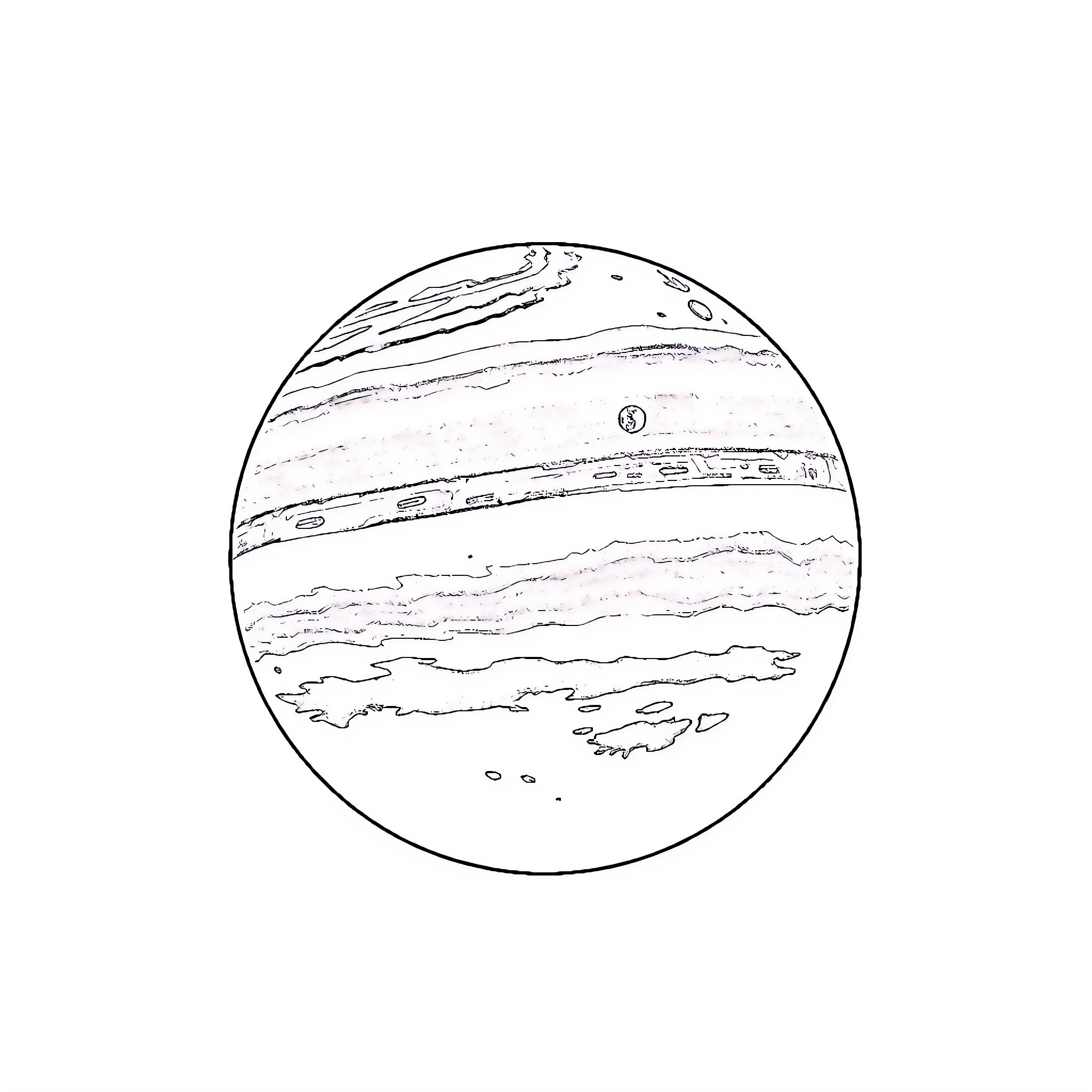 Europa Depicted as a Detailed Astronomical Drawing Coloring Page (free black-and-white line drawing printable PDF for all, from beginners to advanced learners, including children, teens, adults, and seniors)