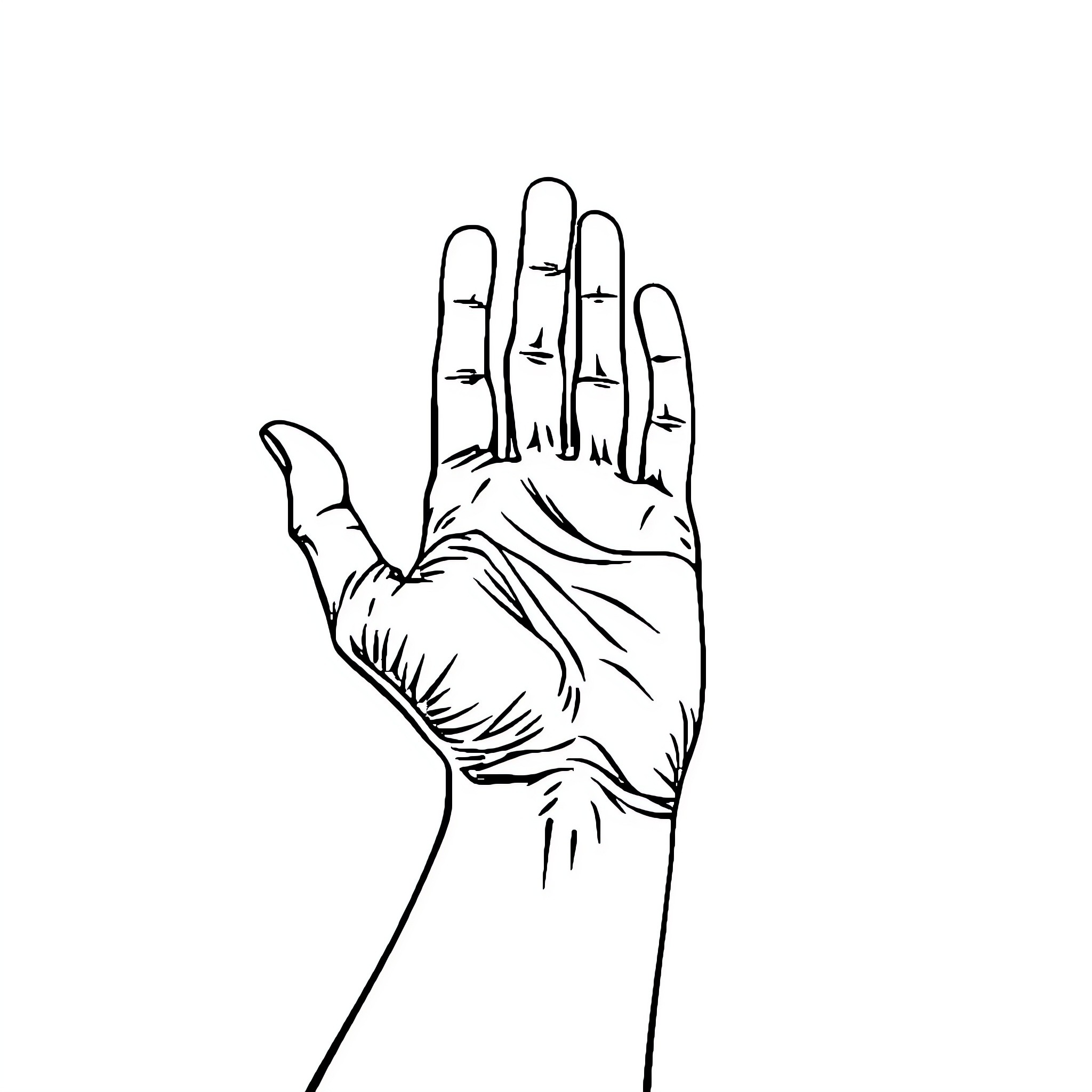 Hand gesturing in stop sign motion Coloring Page (free black-and-white line drawing printable PDF for all, from beginners to advanced learners, including children, teens, adults, and seniors)
