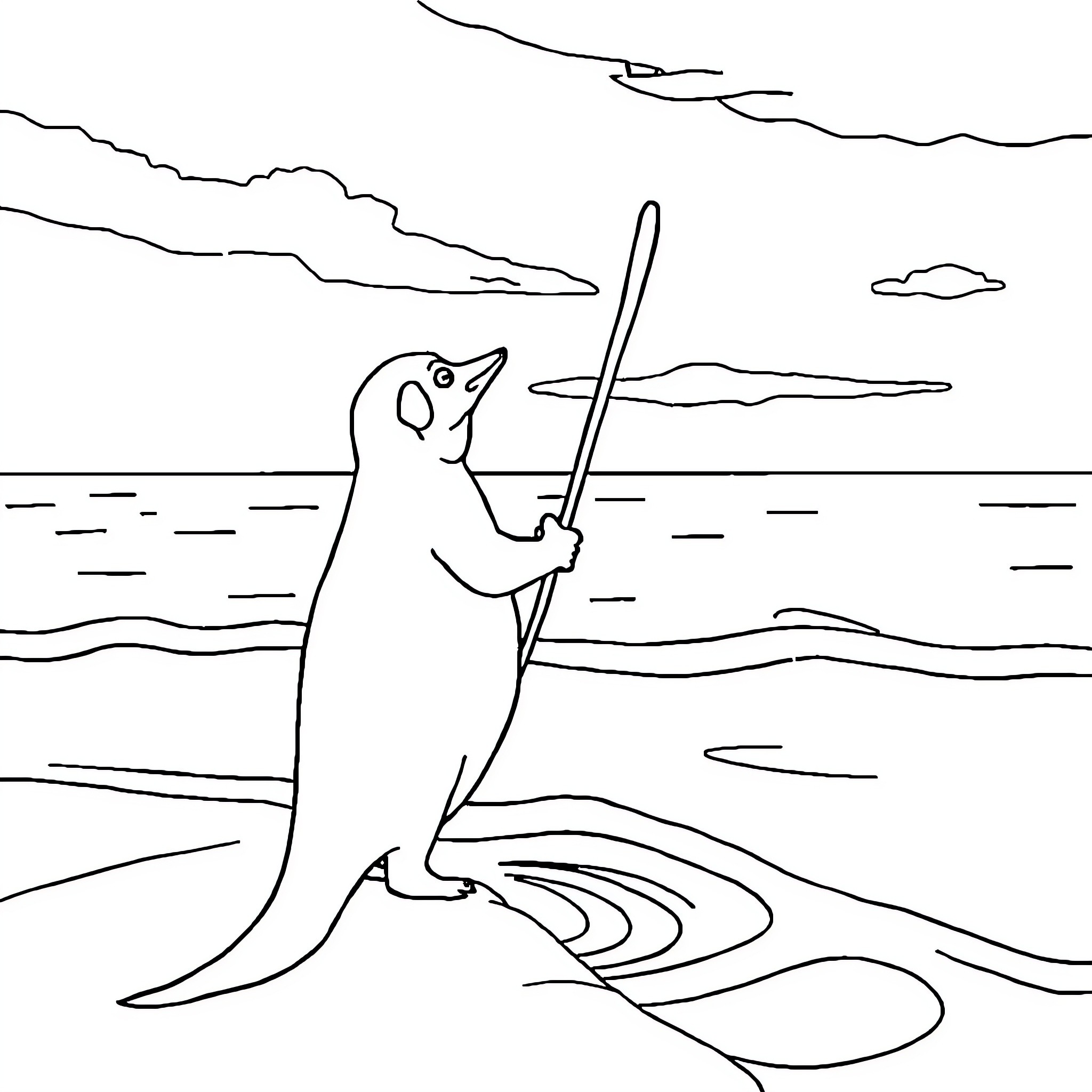 Moses leading the people through the parted waters Coloring Page (free black-and-white line drawing printable PDF for all, from beginners to advanced learners, including children, teens, adults, and seniors)