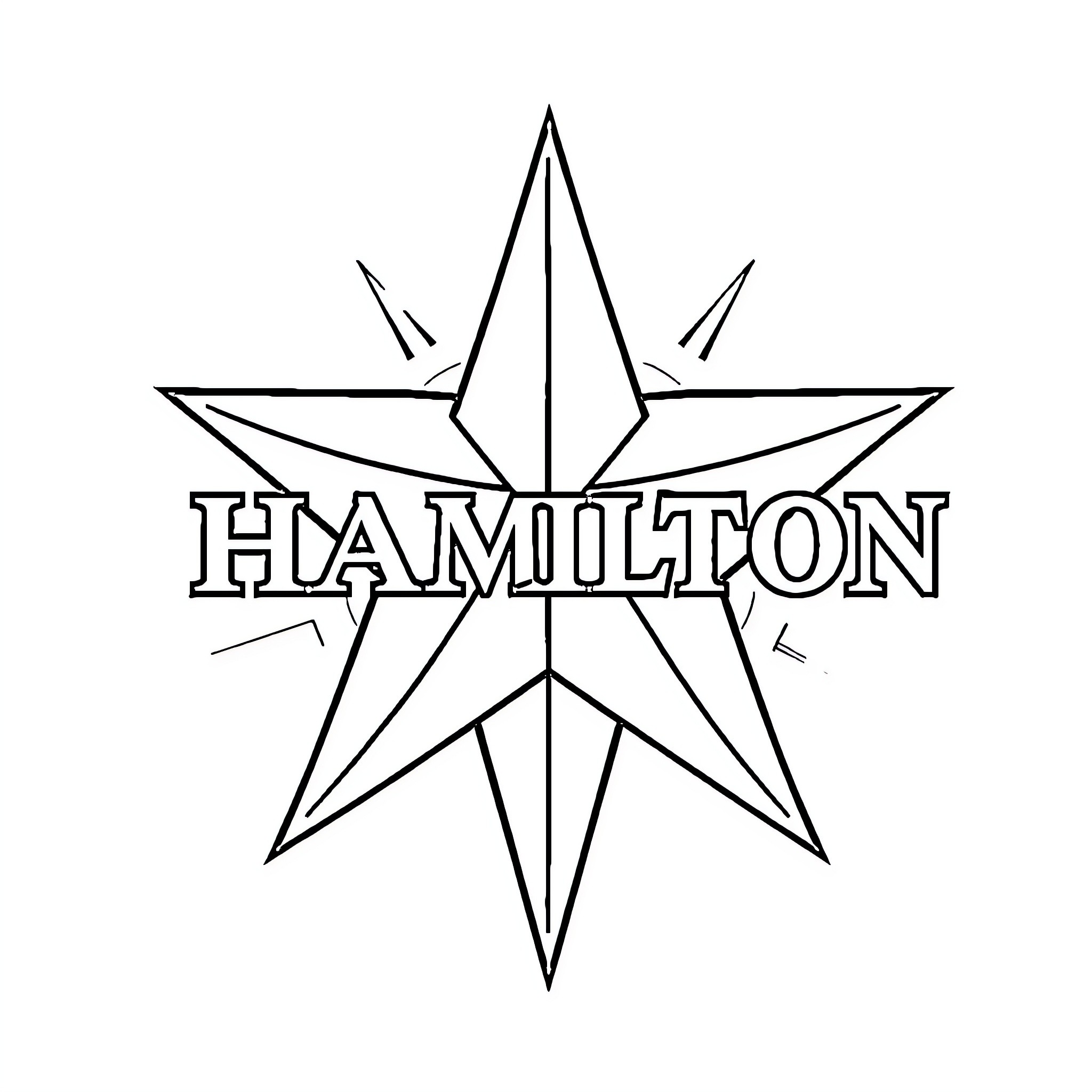 Hamilton's Iconic Star Emblem Coloring Page (free black-and-white line drawing printable PDF for all, from beginners to advanced learners, including children, teens, adults, and seniors)