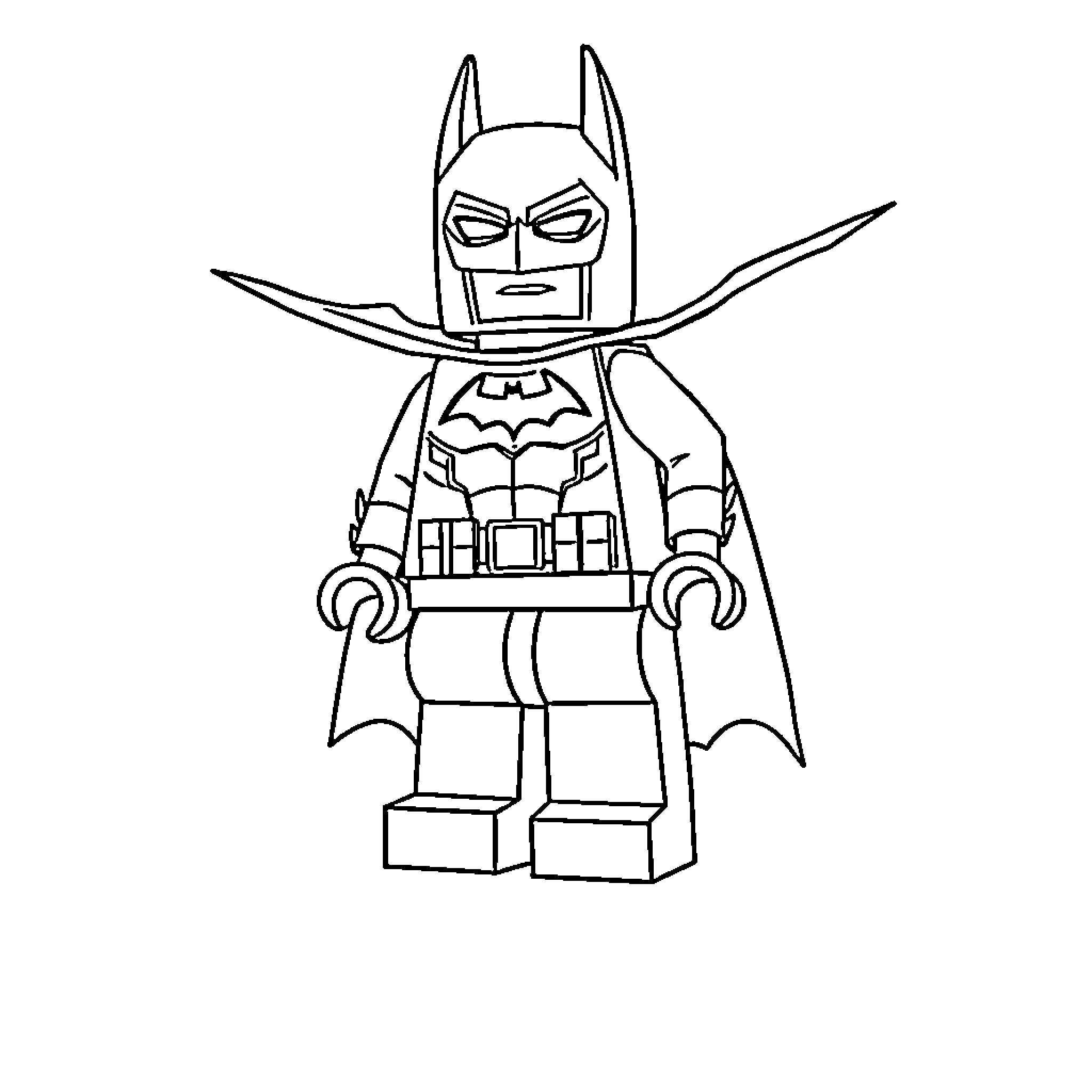 Batman in action-ready pose Coloring Page (free black-and-white line drawing printable PDF for all, from beginners to advanced learners, including children, teens, adults, and seniors)