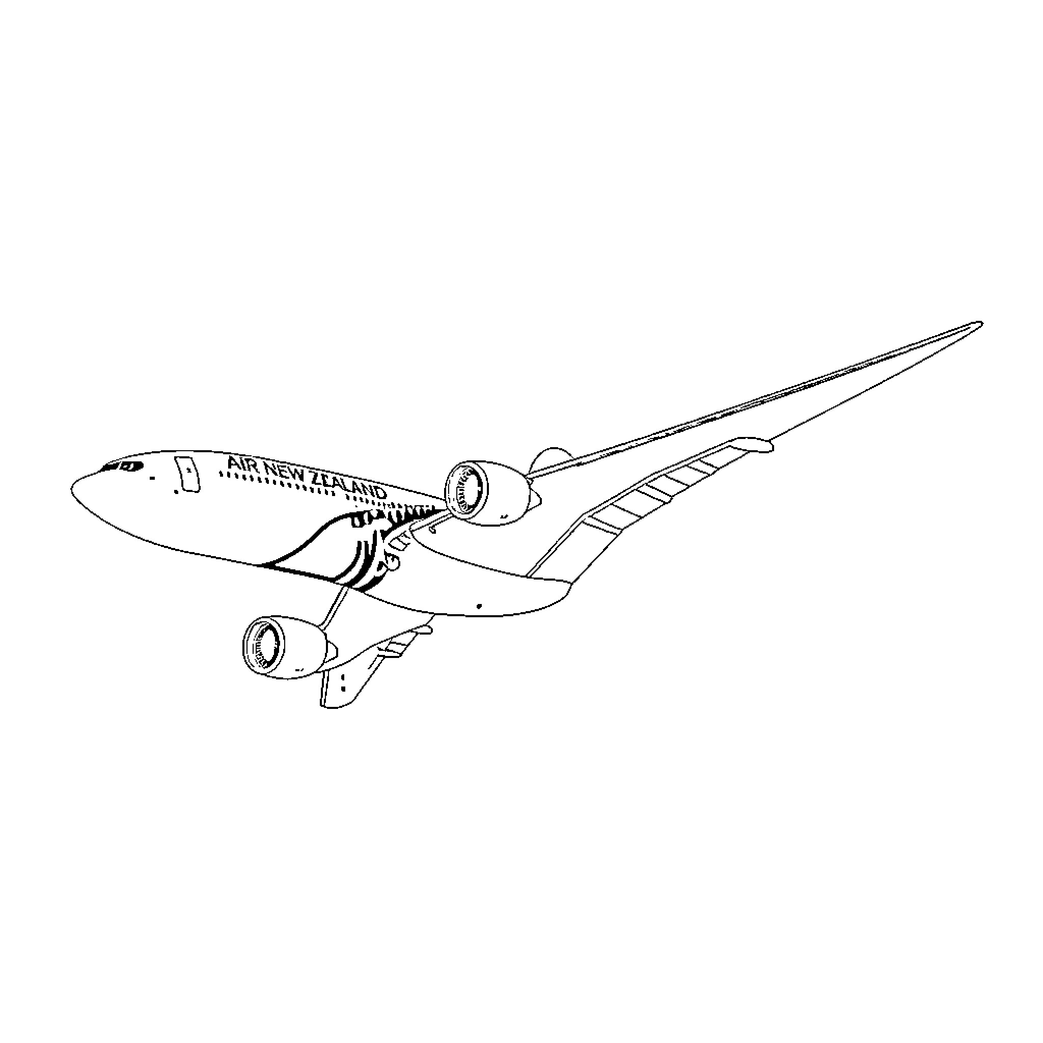 Boeing 777 aircraft in flight Coloring Page (free black-and-white line drawing printable PDF for all, from beginners to advanced learners, including children, teens, adults, and seniors)