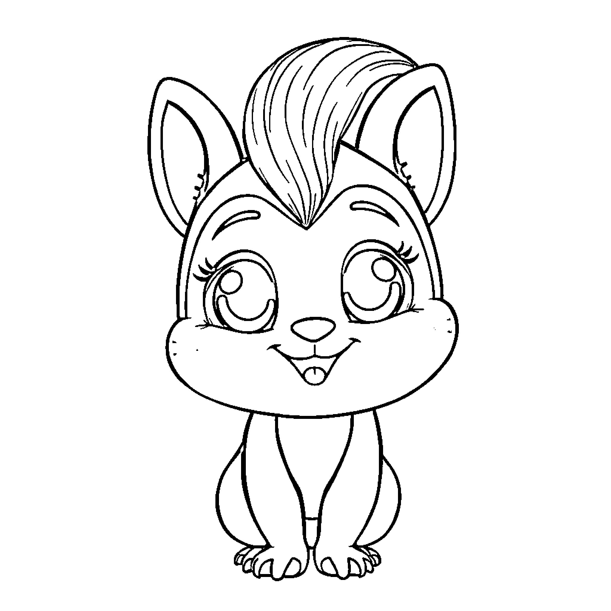 Sprunki the Cute and Friendly Creature Coloring Page (free black-and-white line drawing printable PDF for all, from beginners to advanced learners, including children, teens, adults, and seniors)