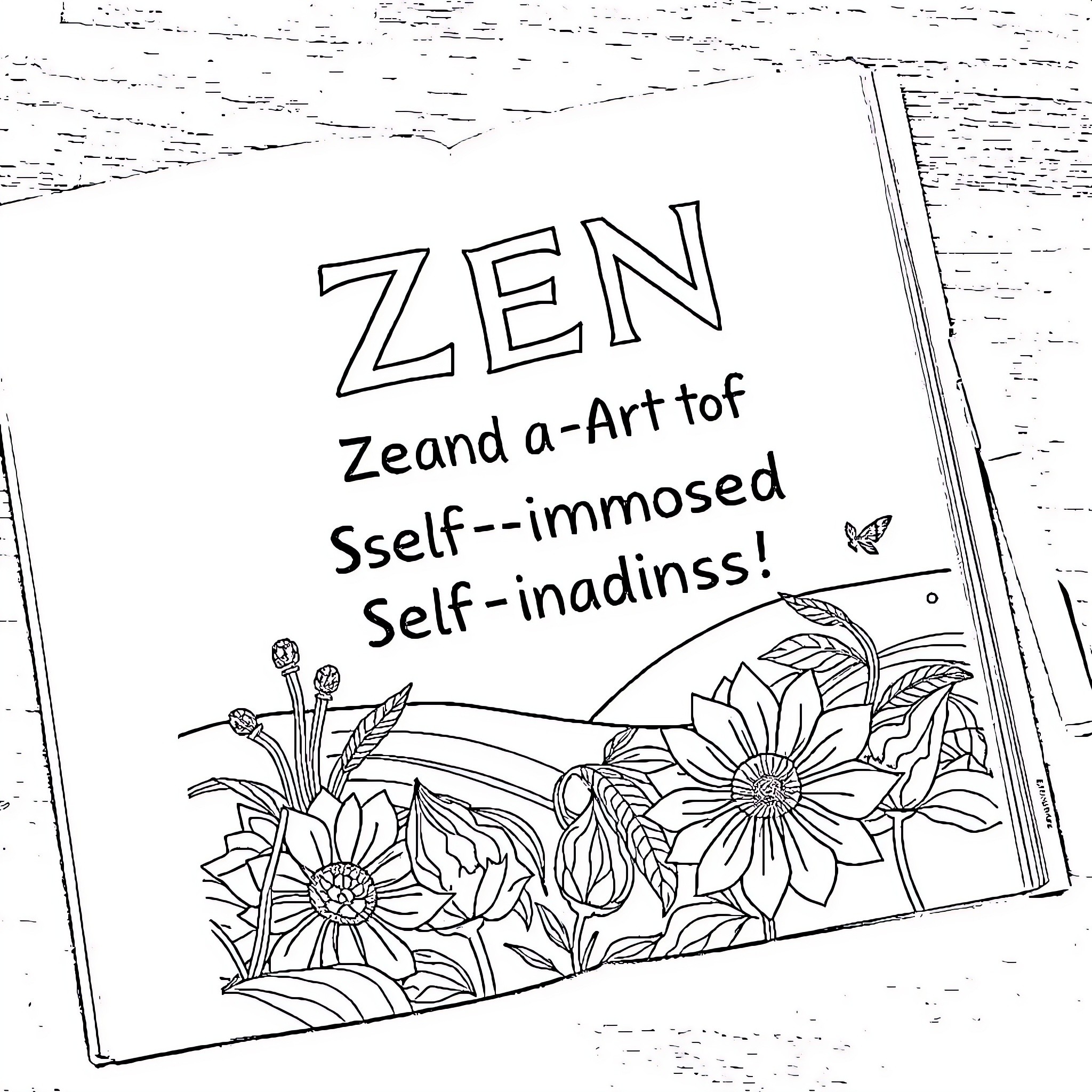 Zen Art of Self-Immosed Self-Inadiness Coloring Page (free black-and-white line drawing printable PDF for all, from beginners to advanced learners, including children, teens, adults, and seniors)