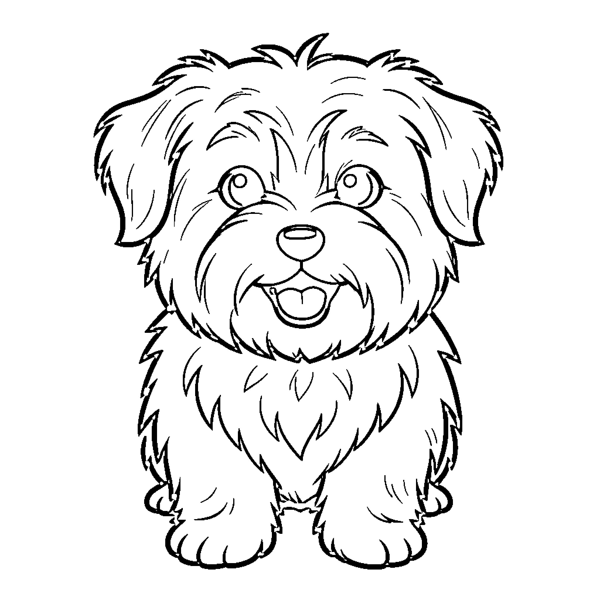 Westie Pup with Lively Expression Coloring Page (free black-and-white line drawing printable PDF for all, from beginners to advanced learners, including children, teens, adults, and seniors)