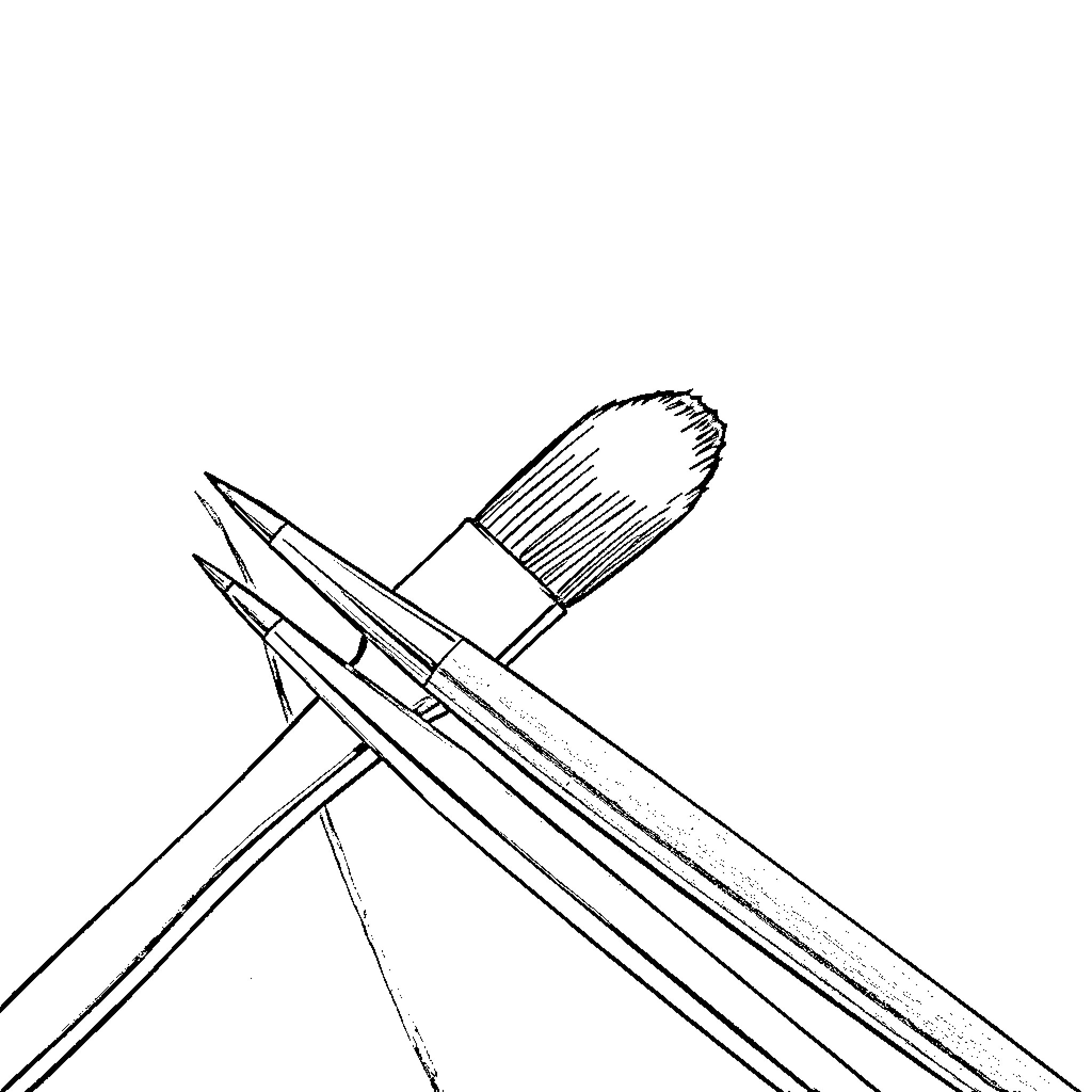 Paint Brush Crafting Tools and Supplies Coloring Page (free black-and-white line drawing printable PDF for all, from beginners to advanced learners, including children, teens, adults, and seniors)