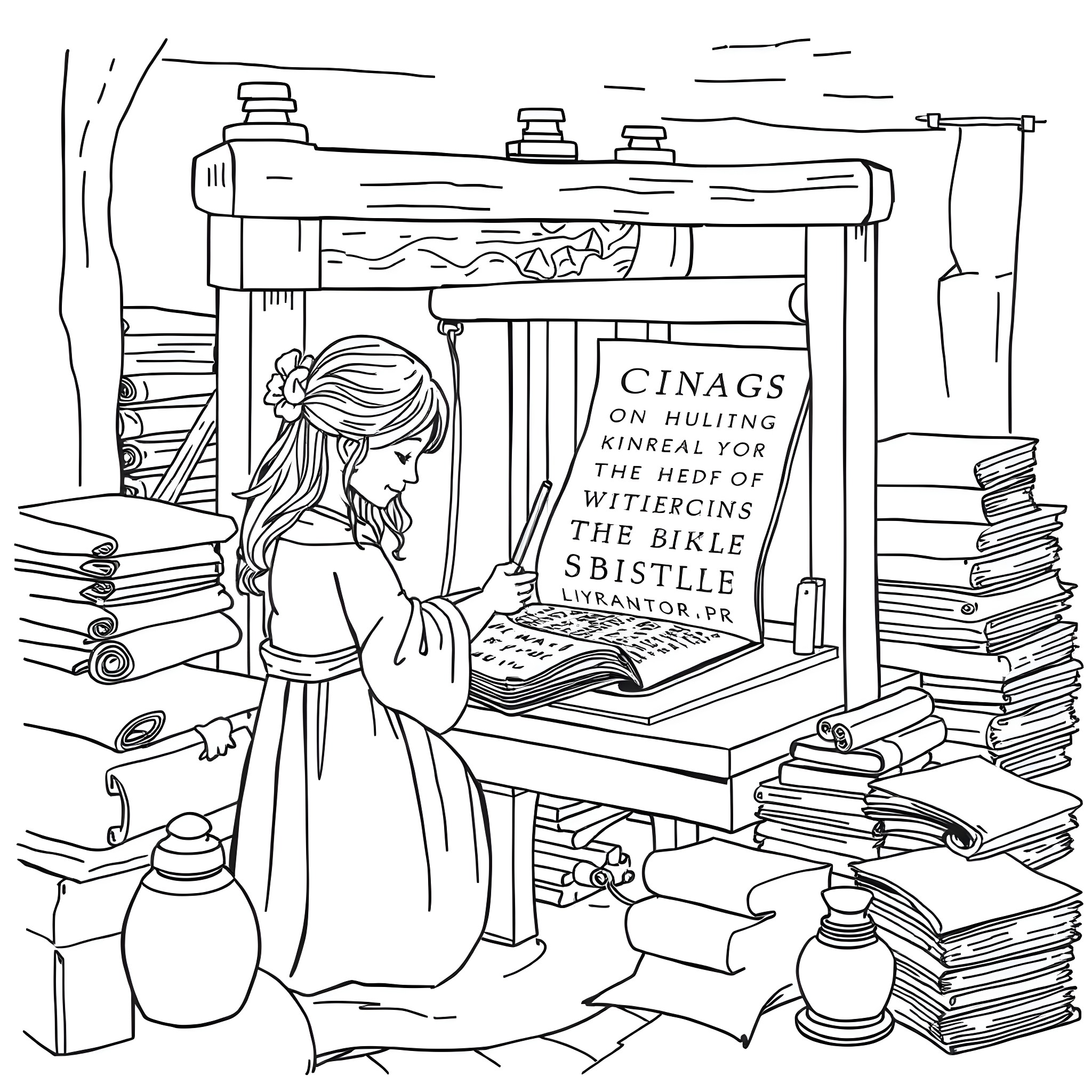 Momo's Quiet Moments with the Bible Coloring Page (free black-and-white line drawing printable PDF for all, from beginners to advanced learners, including children, teens, adults, and seniors)