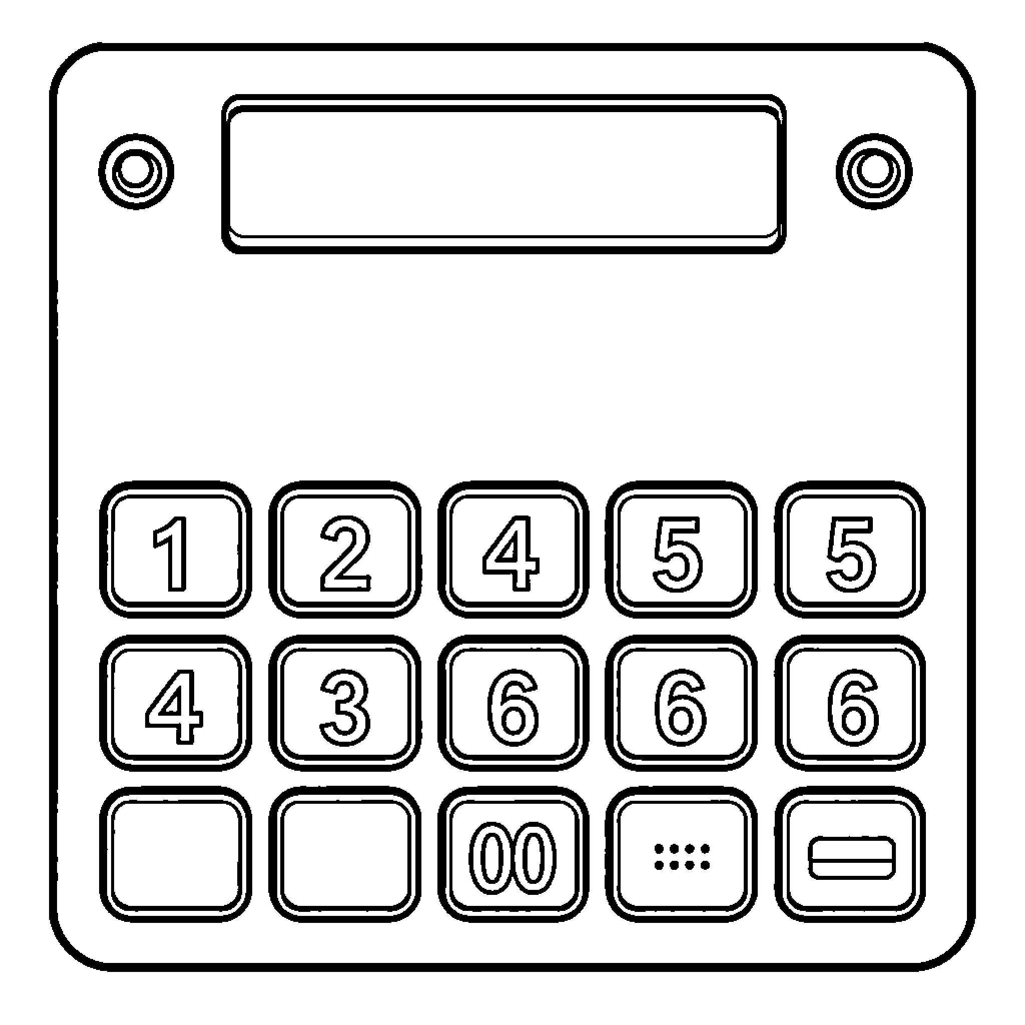 Keypad with numeric buttons and icons Coloring Page (free black-and-white line drawing printable PDF for all, from beginners to advanced learners, including children, teens, adults, and seniors)