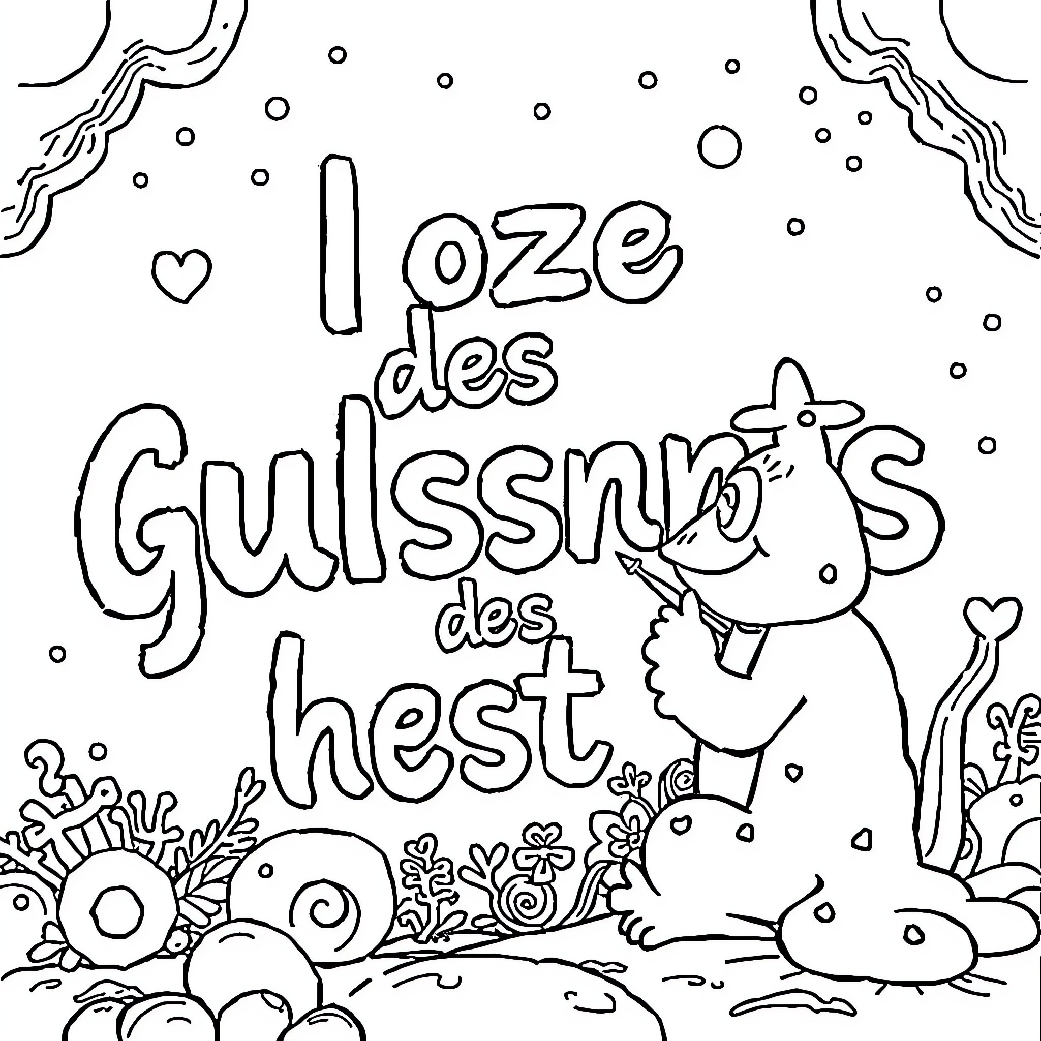 Gouzou and the wondrous West Coloring Page (free black-and-white line drawing printable PDF for all, from beginners to advanced learners, including children, teens, adults, and seniors)
