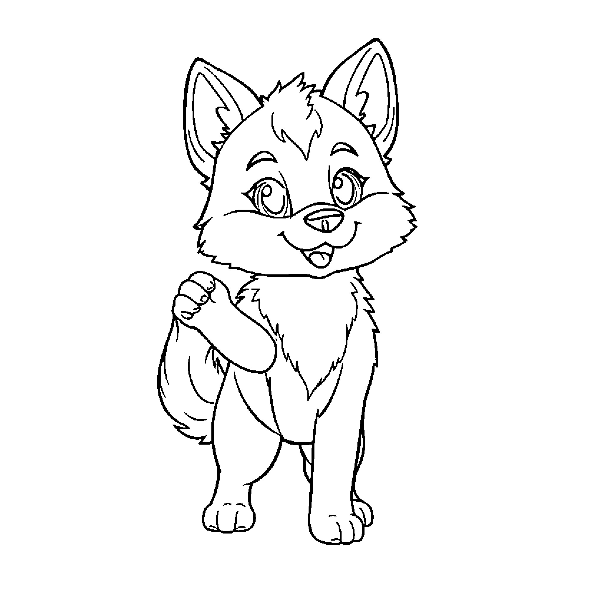 Pup making a cute expression Coloring Page (free black-and-white line drawing printable PDF for all, from beginners to advanced learners, including children, teens, adults, and seniors)