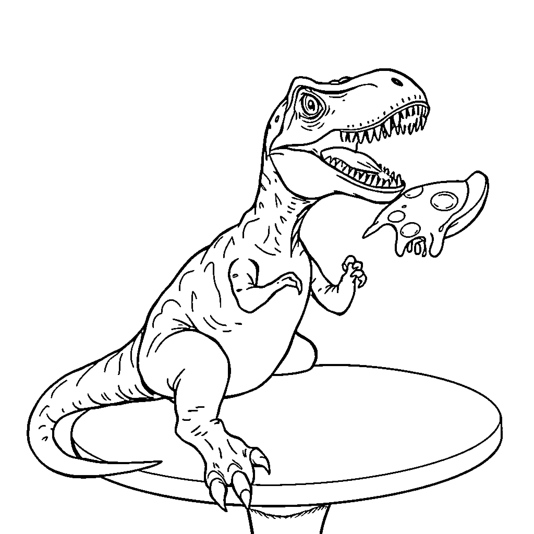 Velociraptor Ferociously Roaring on Ledge Coloring Page (free black-and-white line drawing printable PDF for all, from beginners to advanced learners, including children, teens, adults, and seniors)