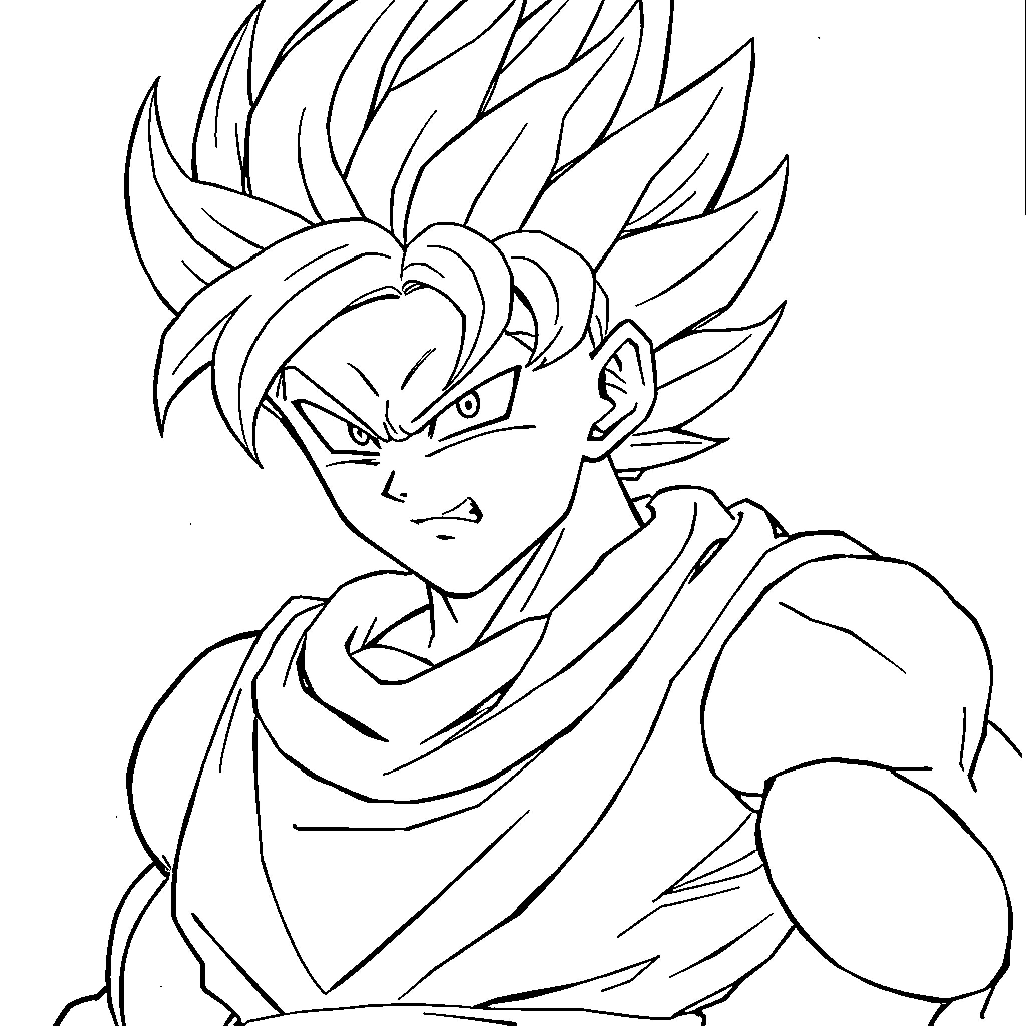 Broli in powerful warrior pose Coloring Page (free black-and-white line drawing printable PDF for all, from beginners to advanced learners, including children, teens, adults, and seniors)