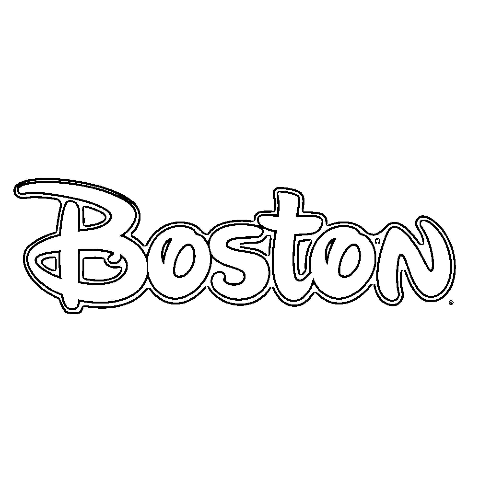 Boston logo design in black and white Coloring Page (free black-and-white line drawing printable PDF for all, from beginners to advanced learners, including children, teens, adults, and seniors)