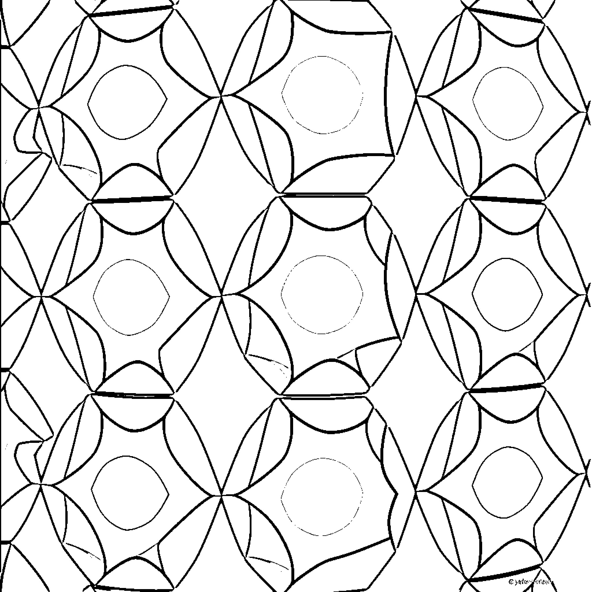 Hexagon geometric shapes in a repeating pattern Coloring Page (free black-and-white line drawing printable PDF for all, from beginners to advanced learners, including children, teens, adults, and seniors)