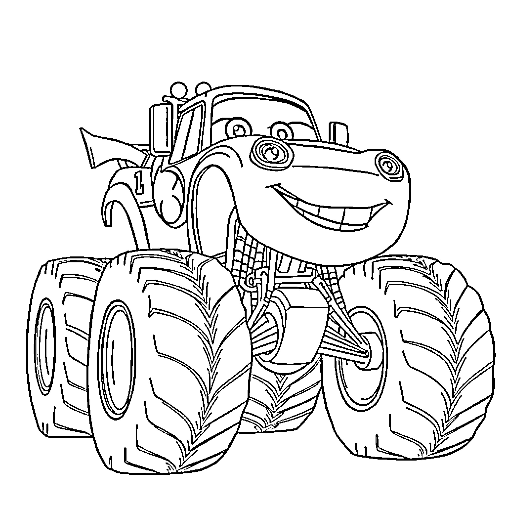 Mater's Mighty Monster Truck Adventure Coloring Page (free black-and-white line drawing printable PDF for all, from beginners to advanced learners, including children, teens, adults, and seniors)