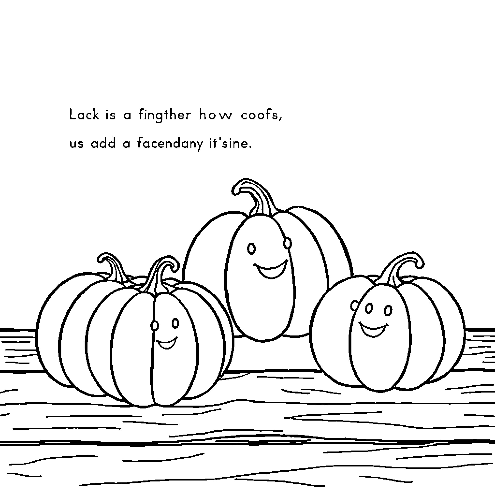 Pumpkins with silly expressions and poses Coloring Page (free black-and-white line drawing printable PDF for all, from beginners to advanced learners, including children, teens, adults, and seniors)