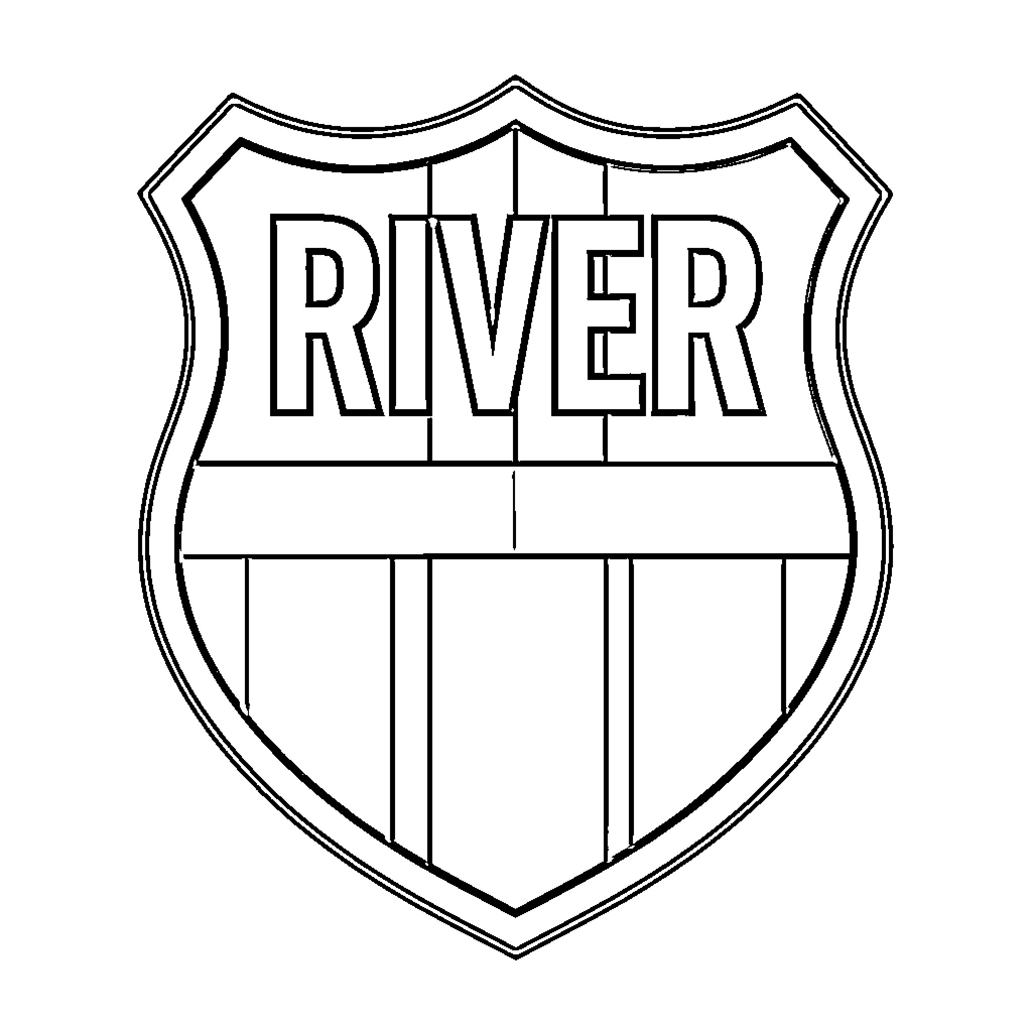 River Plate Shield Emblem Coloring Page (free black-and-white line drawing printable PDF for all, from beginners to advanced learners, including children, teens, adults, and seniors)