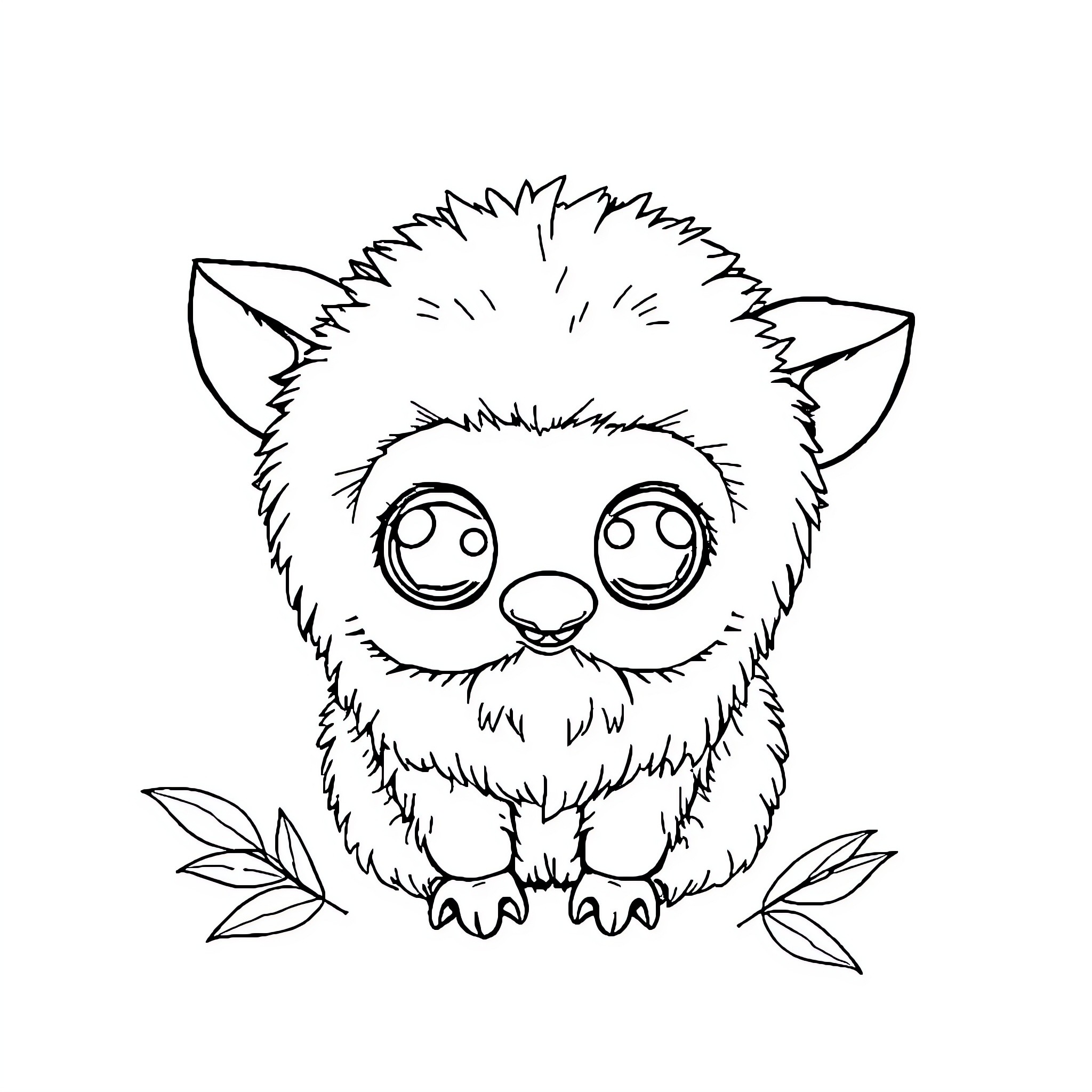 Labubu the Adorable Furry Creature Coloring Page (free black-and-white line drawing printable PDF for all, from beginners to advanced learners, including children, teens, adults, and seniors)