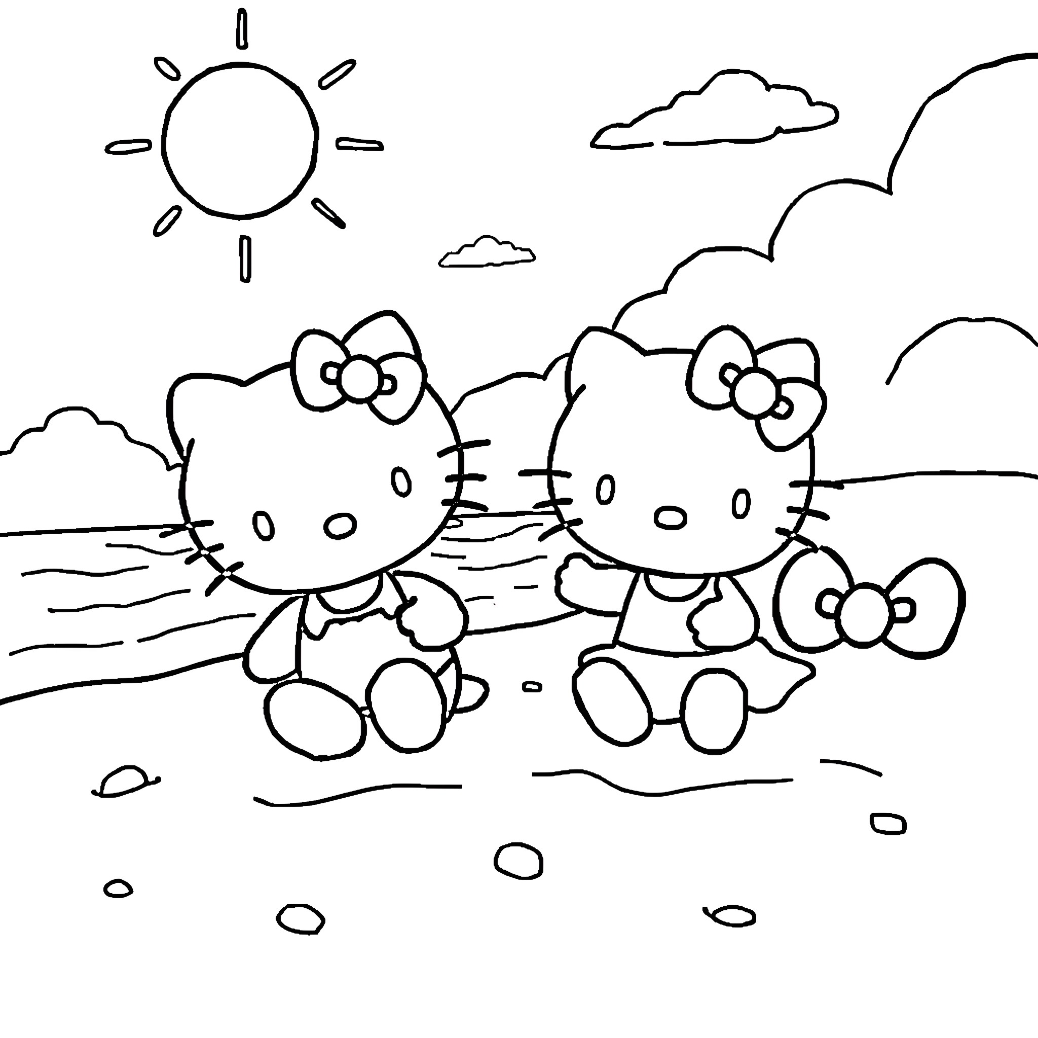 Bluey's Beachside Adventure Coloring Page (free black-and-white line drawing printable PDF for all, from beginners to advanced learners, including children, teens, adults, and seniors)