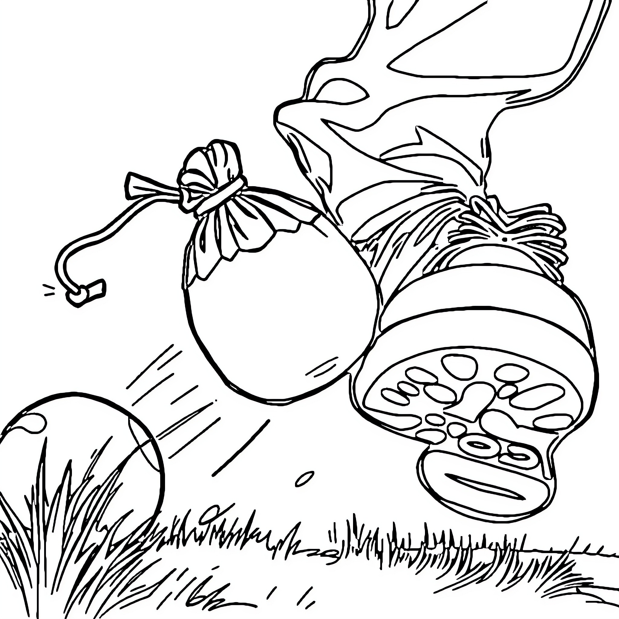 Hacky Sack players in a lush outdoor setting Coloring Page (free black-and-white line drawing printable PDF for all, from beginners to advanced learners, including children, teens, adults, and seniors)