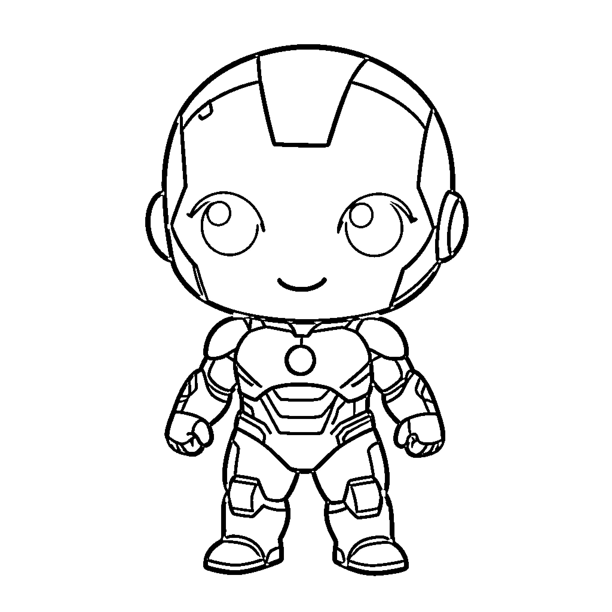 Ironman character in a simple outline drawing Coloring Page (free black-and-white line drawing printable PDF for all, from beginners to advanced learners, including children, teens, adults, and seniors)