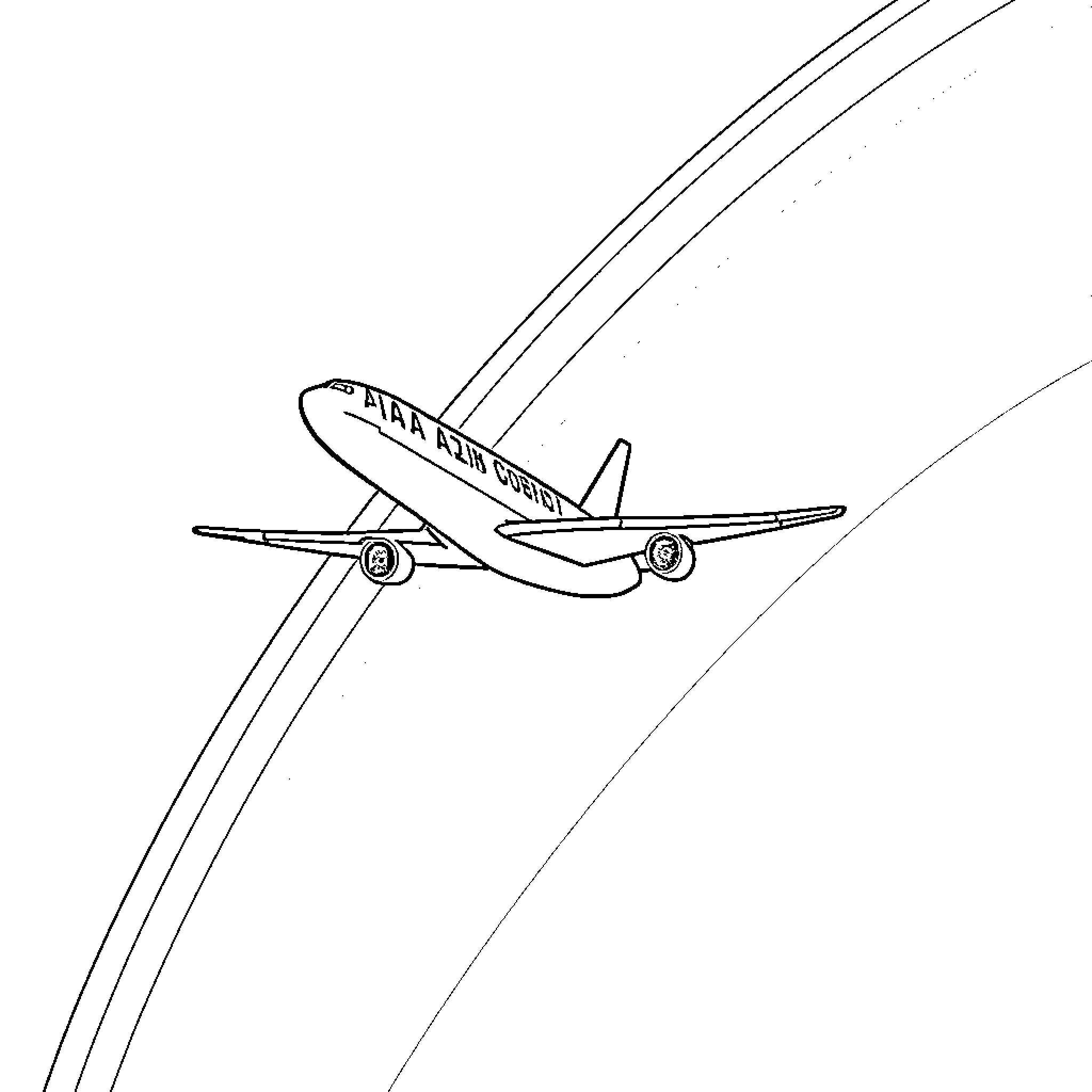 Airplane soaring through the sky Coloring Page (free black-and-white line drawing printable PDF for all, from beginners to advanced learners, including children, teens, adults, and seniors)