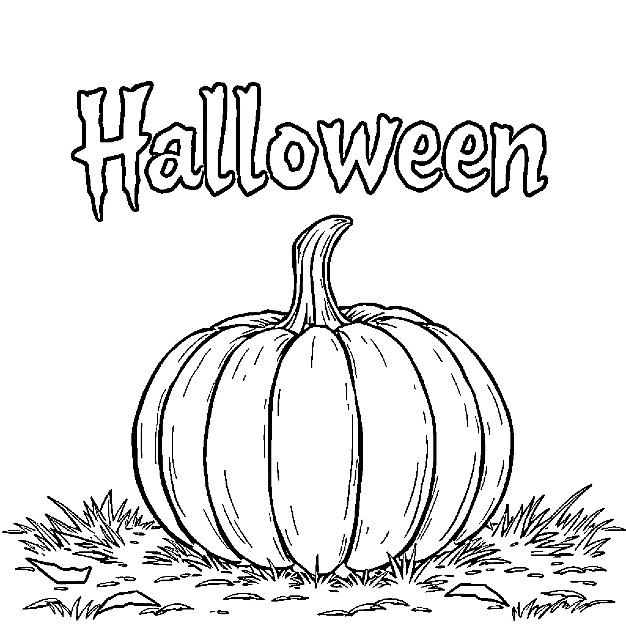 Pumpkin on a spooky Halloween night Coloring Page (free black-and-white line drawing printable PDF for all, from beginners to advanced learners, including children, teens, adults, and seniors)
