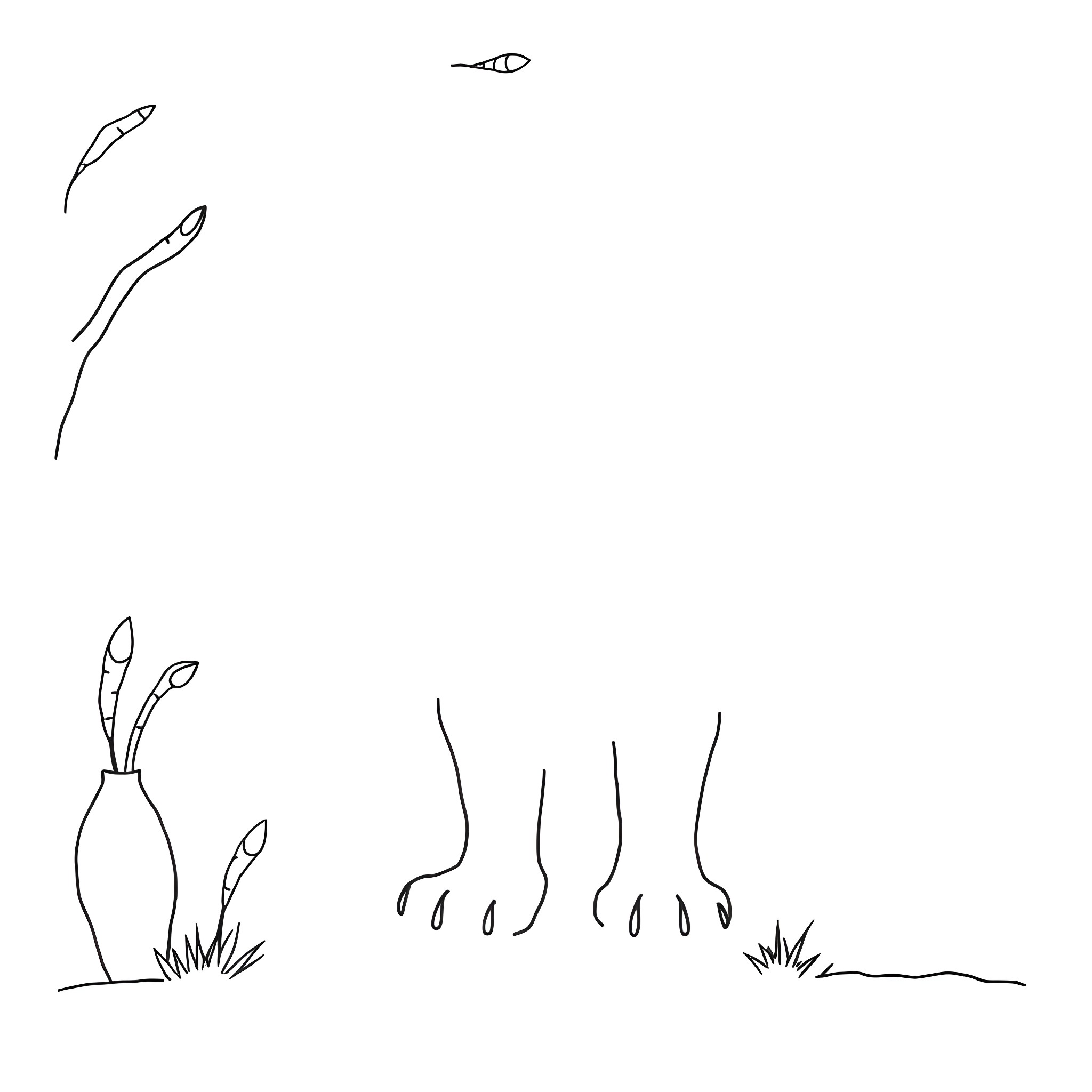 Limit minimalist plant and nature scene Coloring Page (free black-and-white line drawing printable PDF for all, from beginners to advanced learners, including children, teens, adults, and seniors)