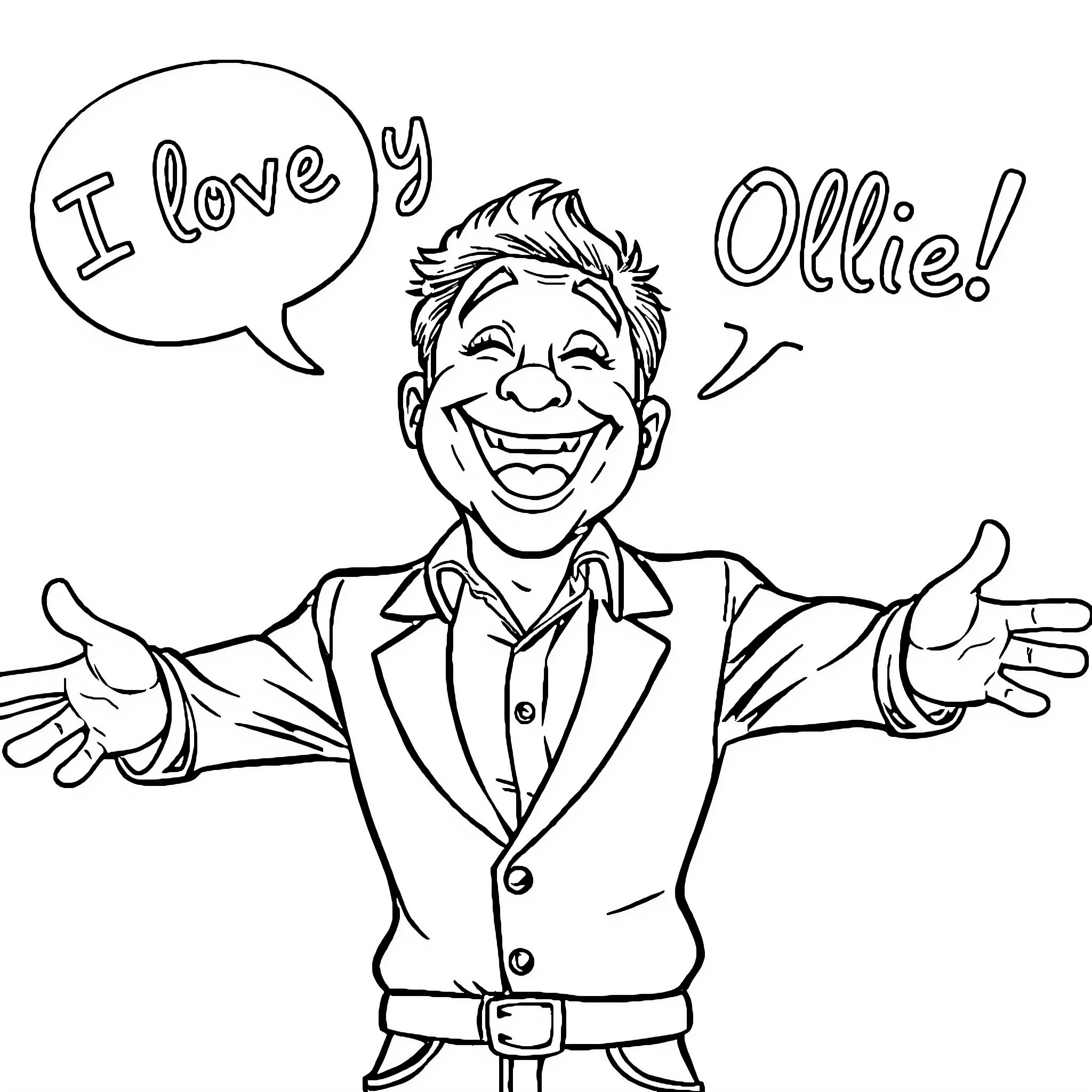Brain expressing joy and affection Coloring Page (free black-and-white line drawing printable PDF for all, from beginners to advanced learners, including children, teens, adults, and seniors)