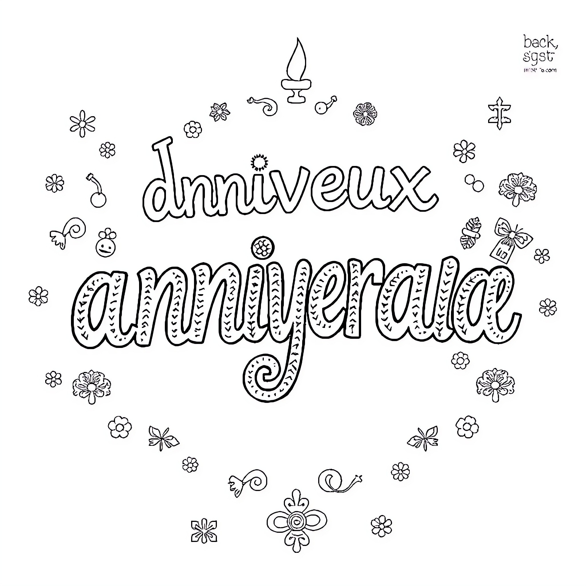 Stitch of a joyful anniversary celebration Coloring Page (free black-and-white line drawing printable PDF for all, from beginners to advanced learners, including children, teens, adults, and seniors)