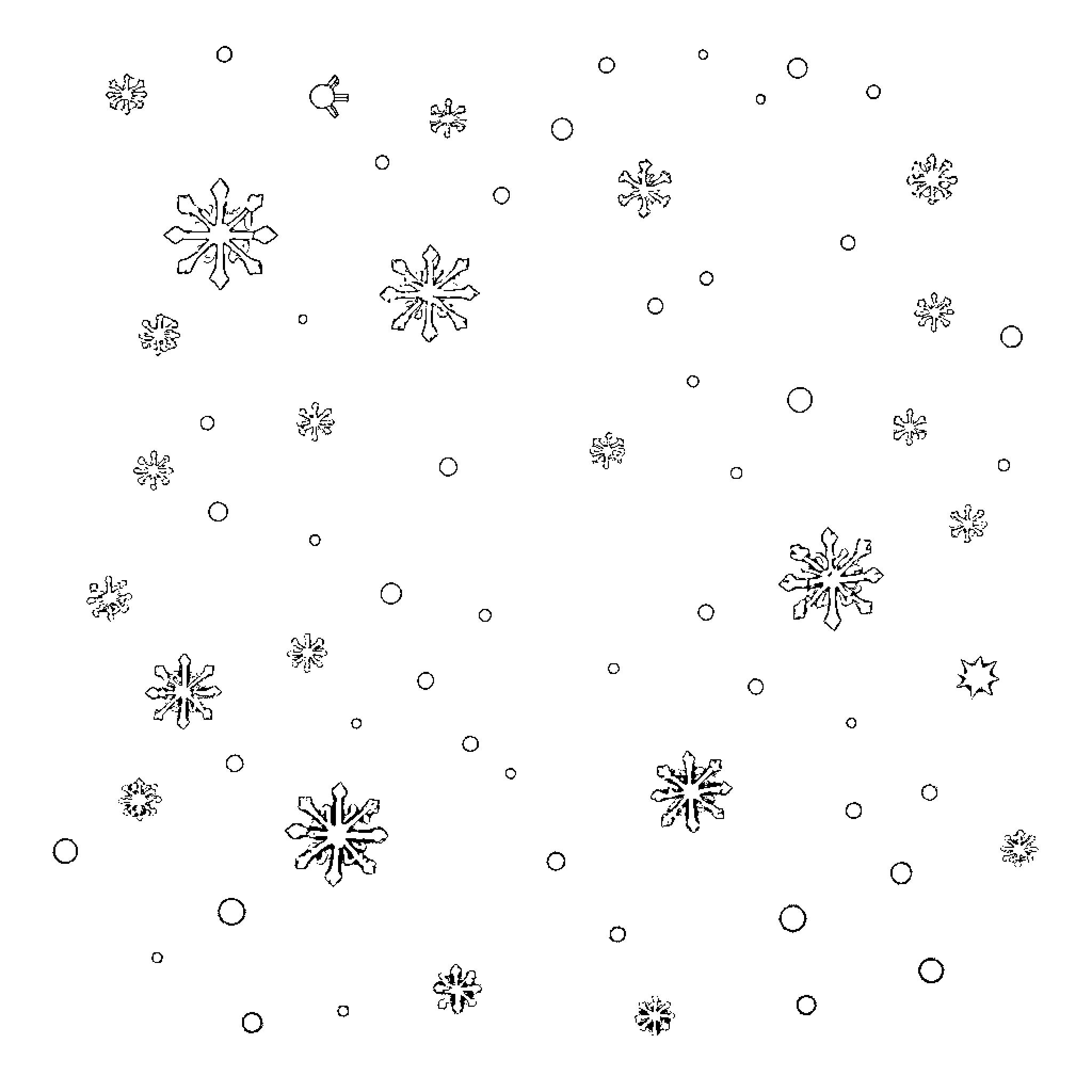 Snowflake patterns floating in the air Coloring Page (free black-and-white line drawing printable PDF for all, from beginners to advanced learners, including children, teens, adults, and seniors)