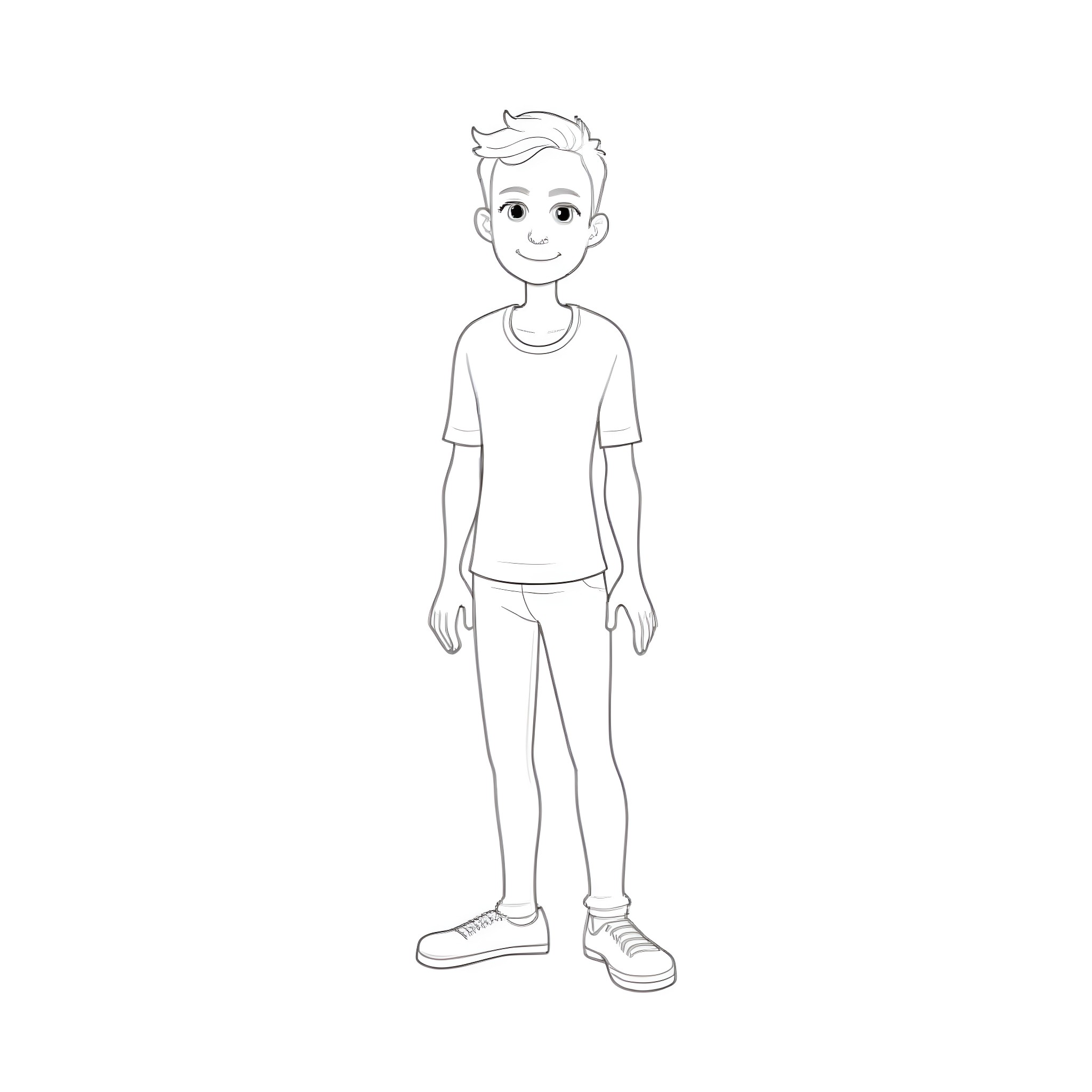Man in casual clothes with a friendly expression Coloring Page (free black-and-white line drawing printable PDF for all, from beginners to advanced learners, including children, teens, adults, and seniors)