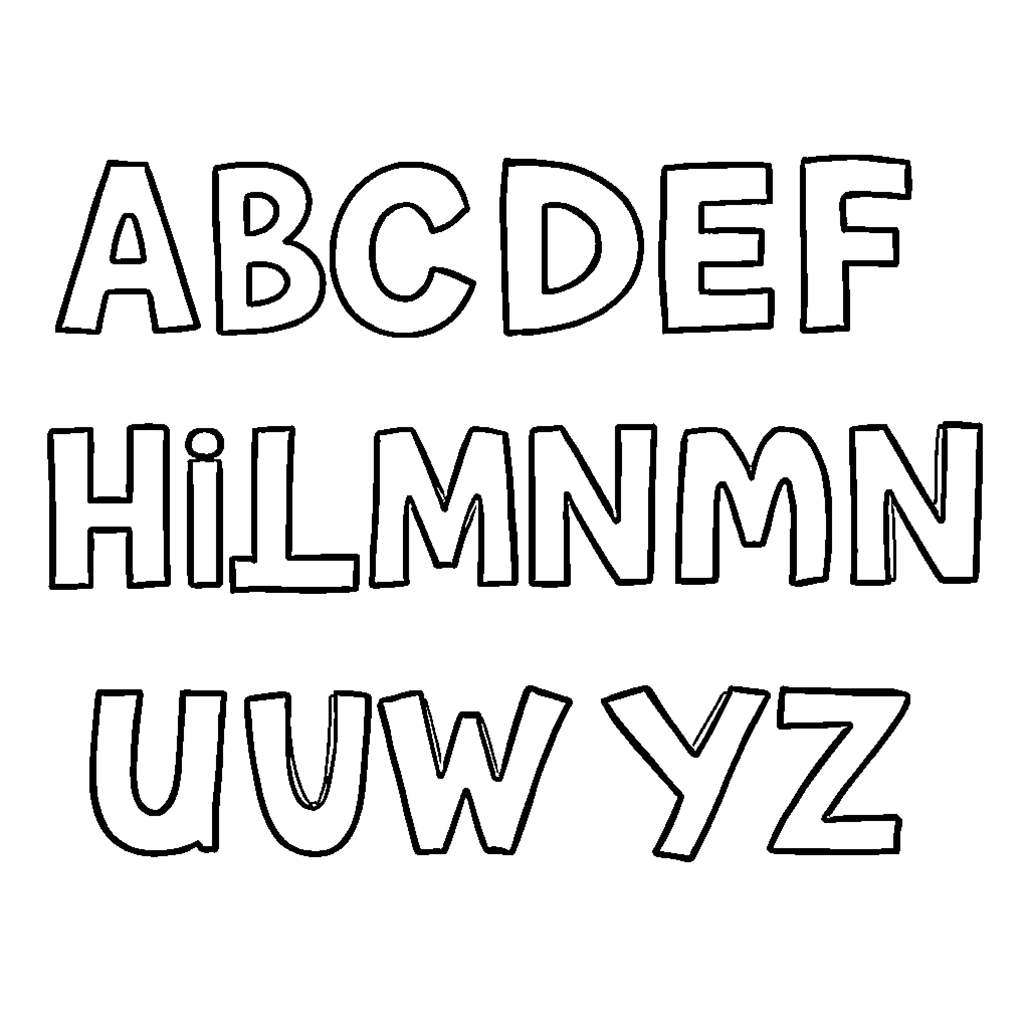 Alphabet letters with unique designs Coloring Page (free black-and-white line drawing printable PDF for all, from beginners to advanced learners, including children, teens, adults, and seniors)